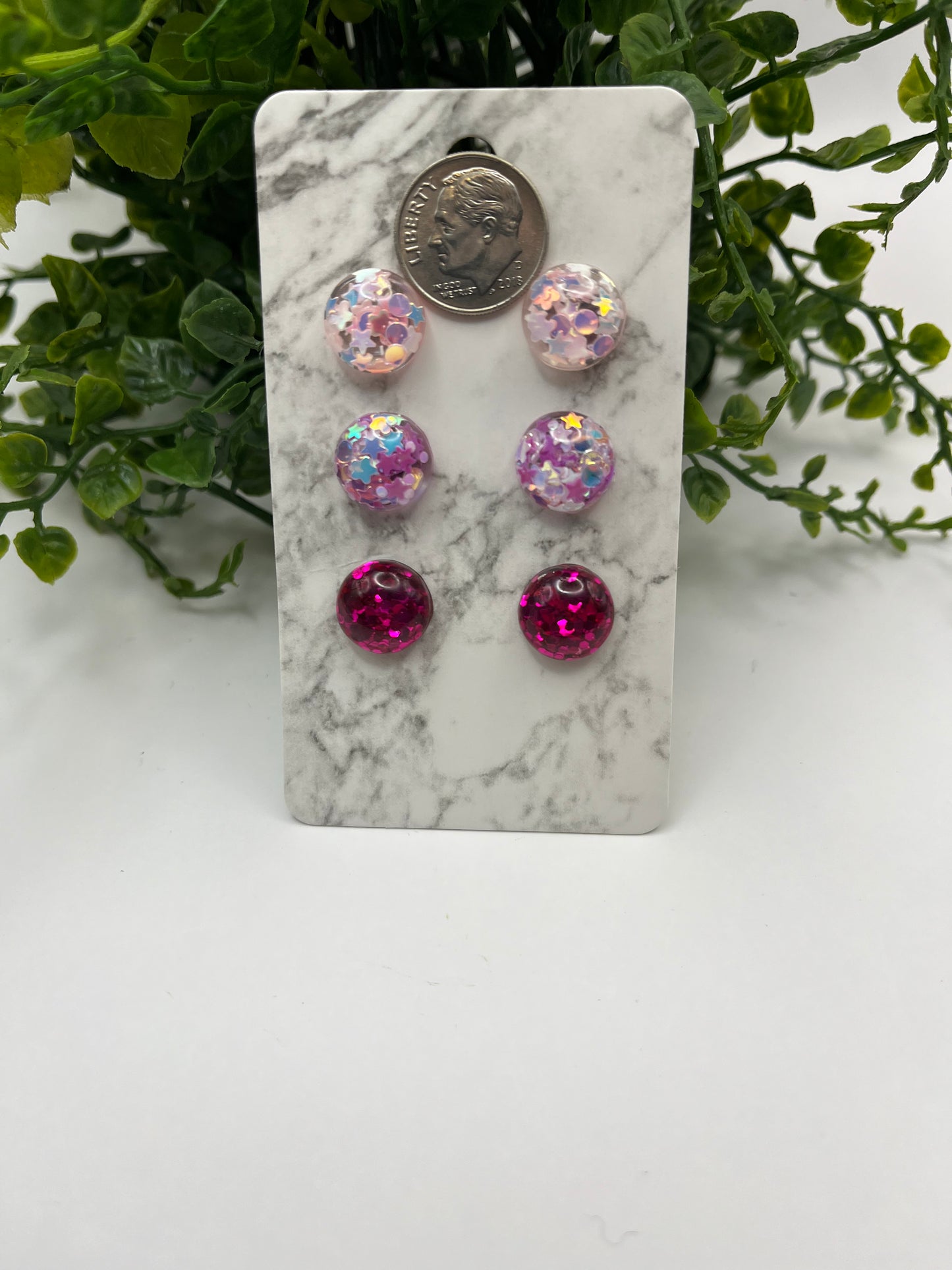 3 Pair Pink glitter set