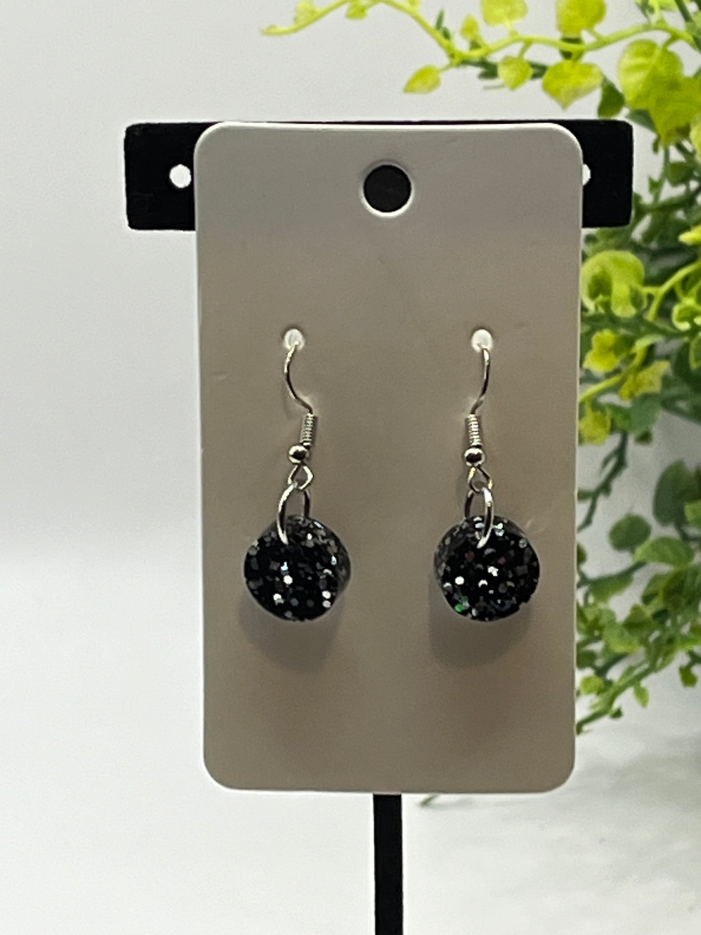 Small Circles Black with Silver Glitter