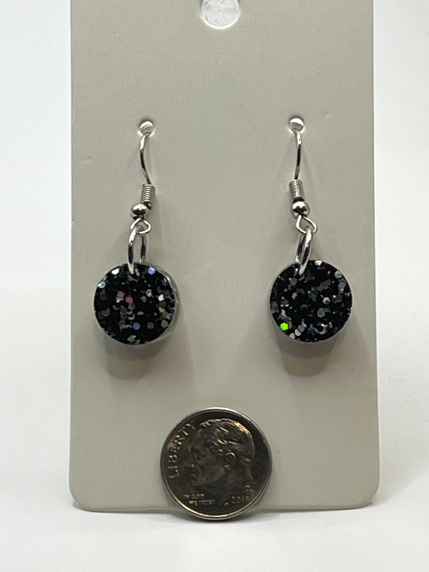 Small Circles Black with Silver Glitter