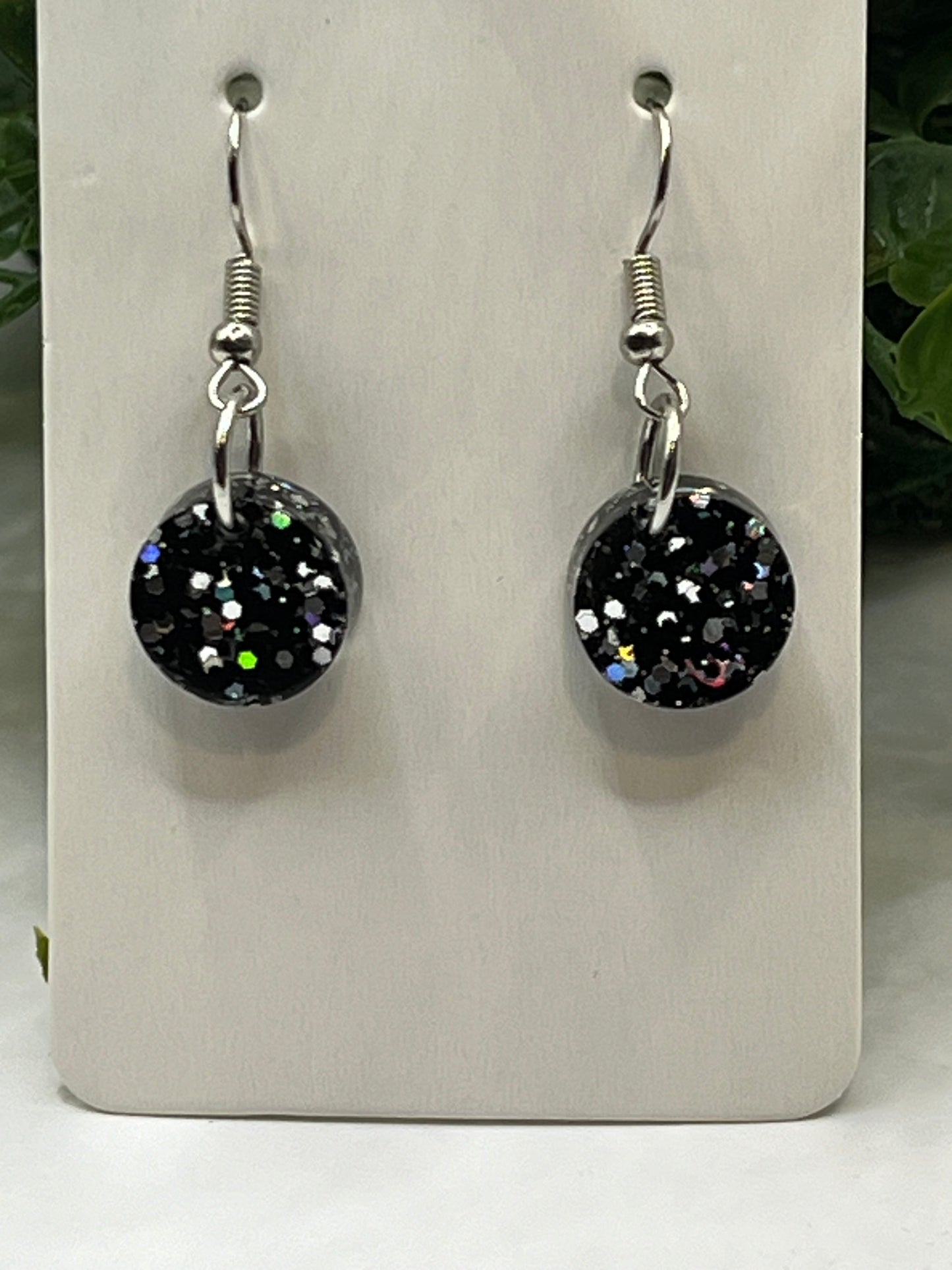 Small Circles Black with Silver Glitter