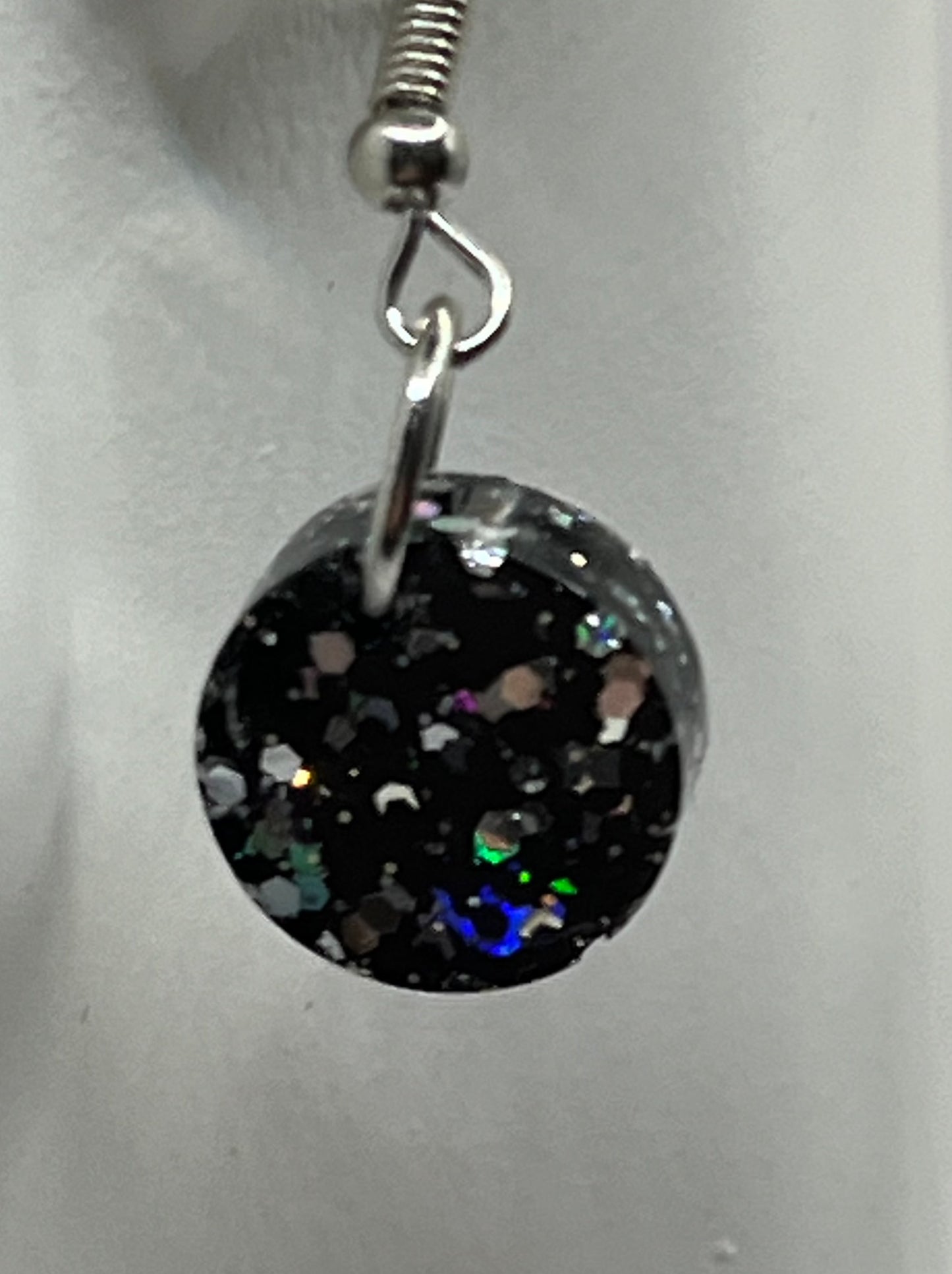 Small Circles Black with Silver Glitter