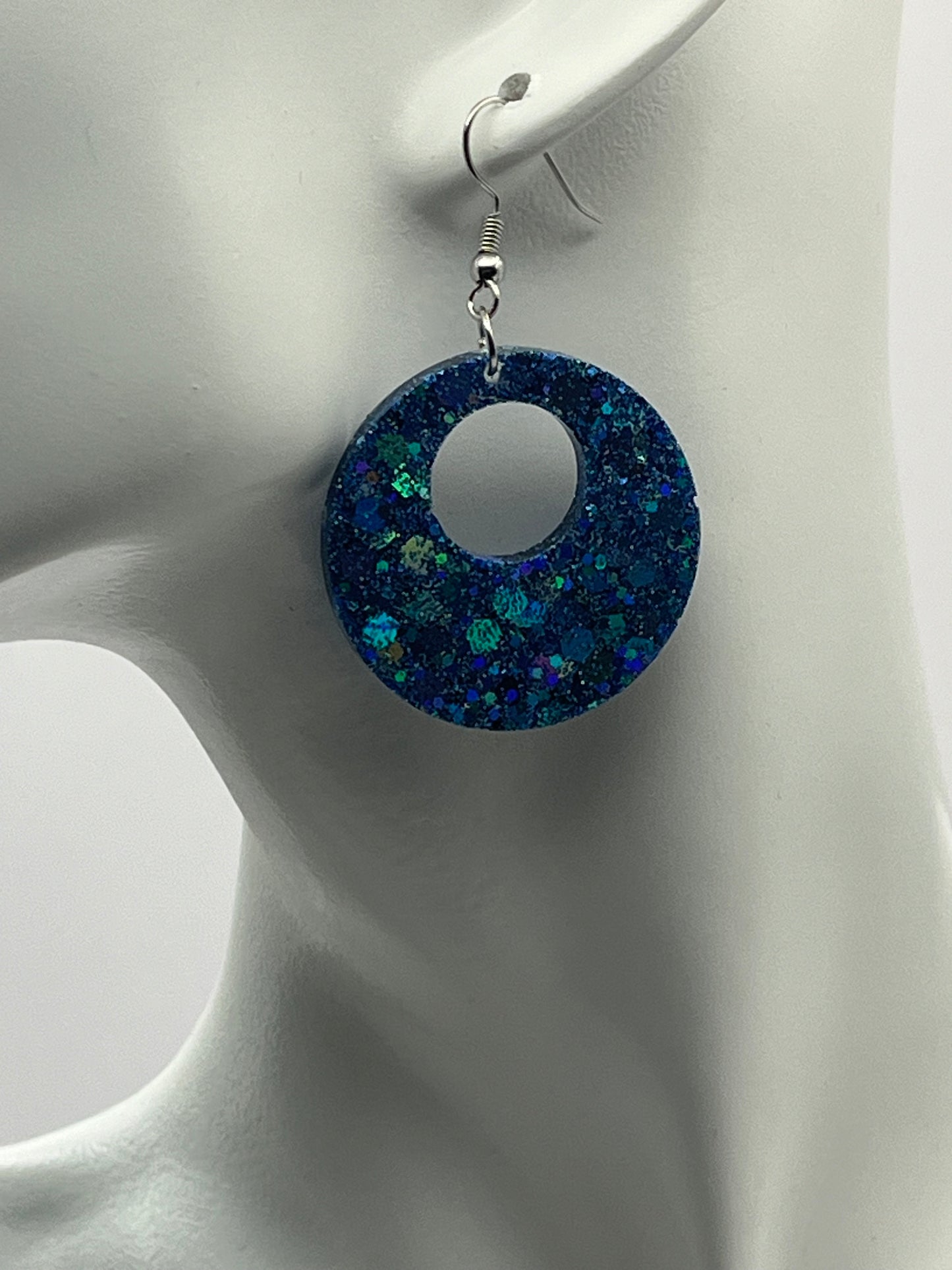 Medium Hoops Blue w/ Chunky Glitter