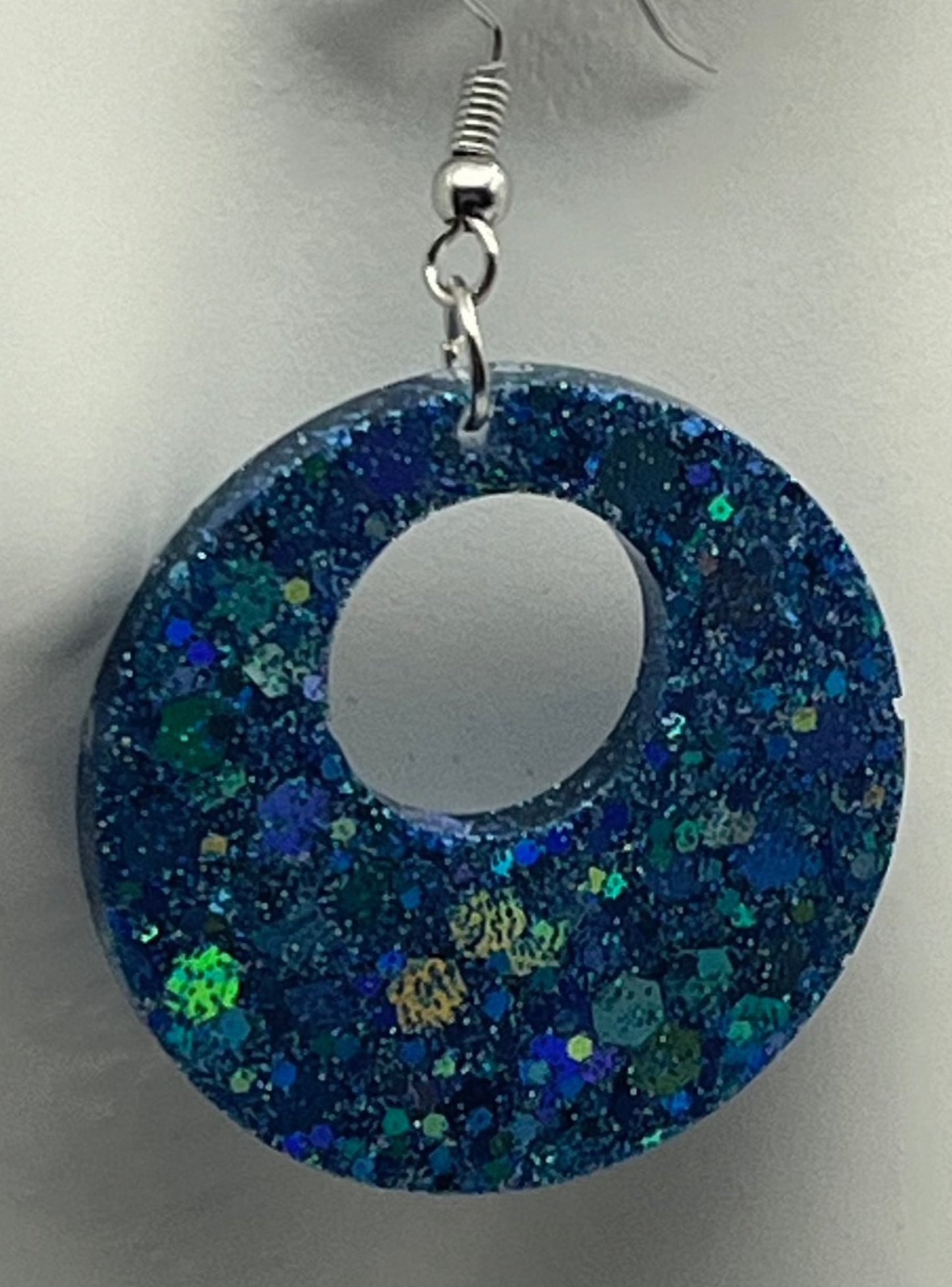 Medium Hoops Blue w/ Chunky Glitter