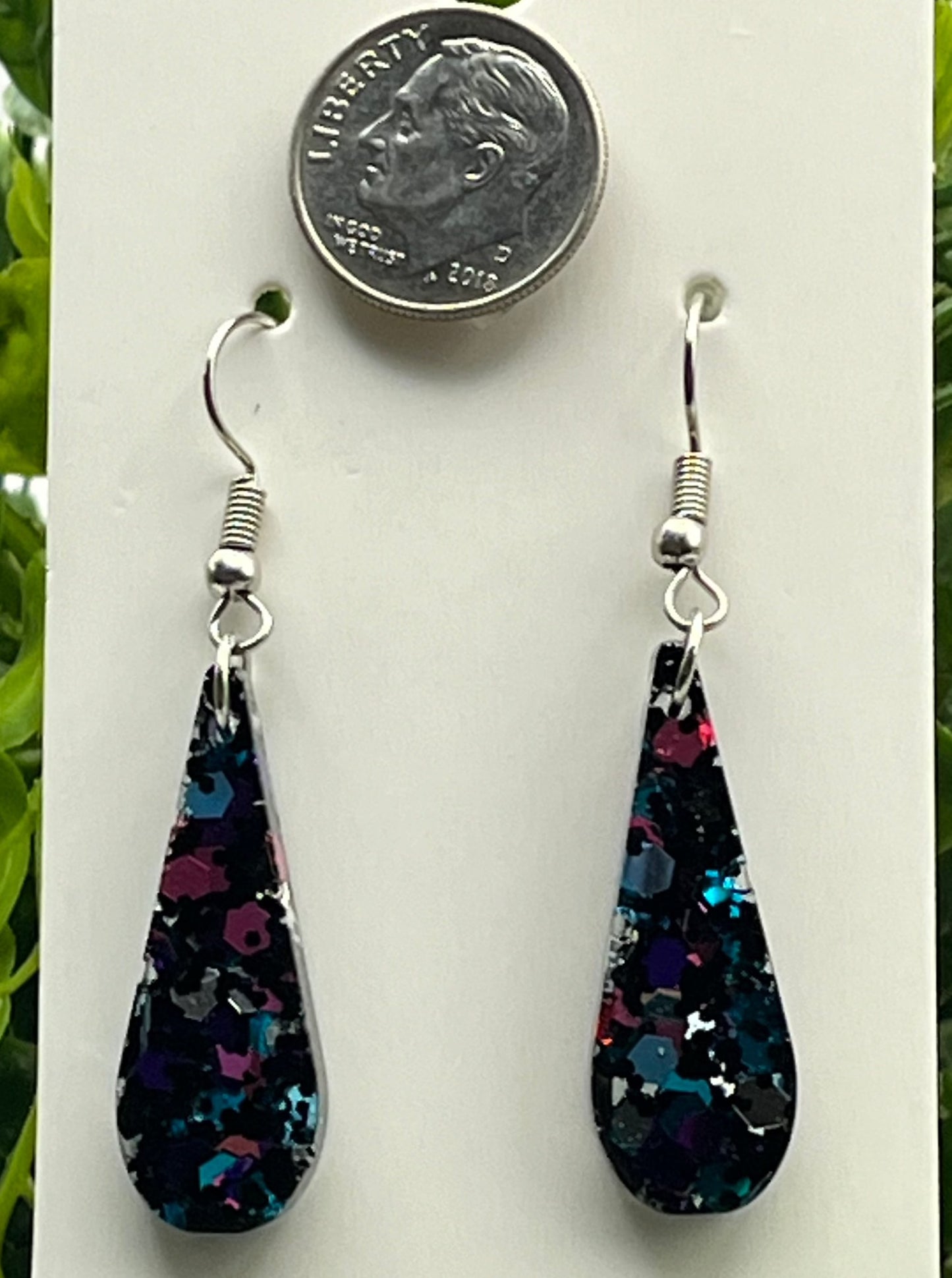 Small Teardrops Black w/ Pink, Purple, Teal, and Silver