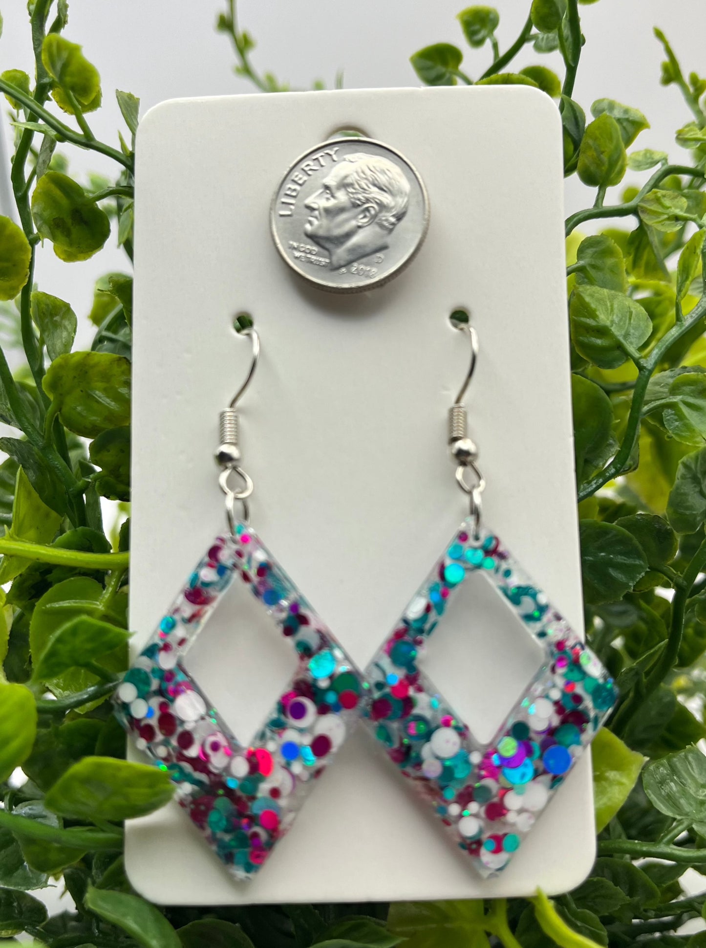 Medium diamonds white, pink, and teal