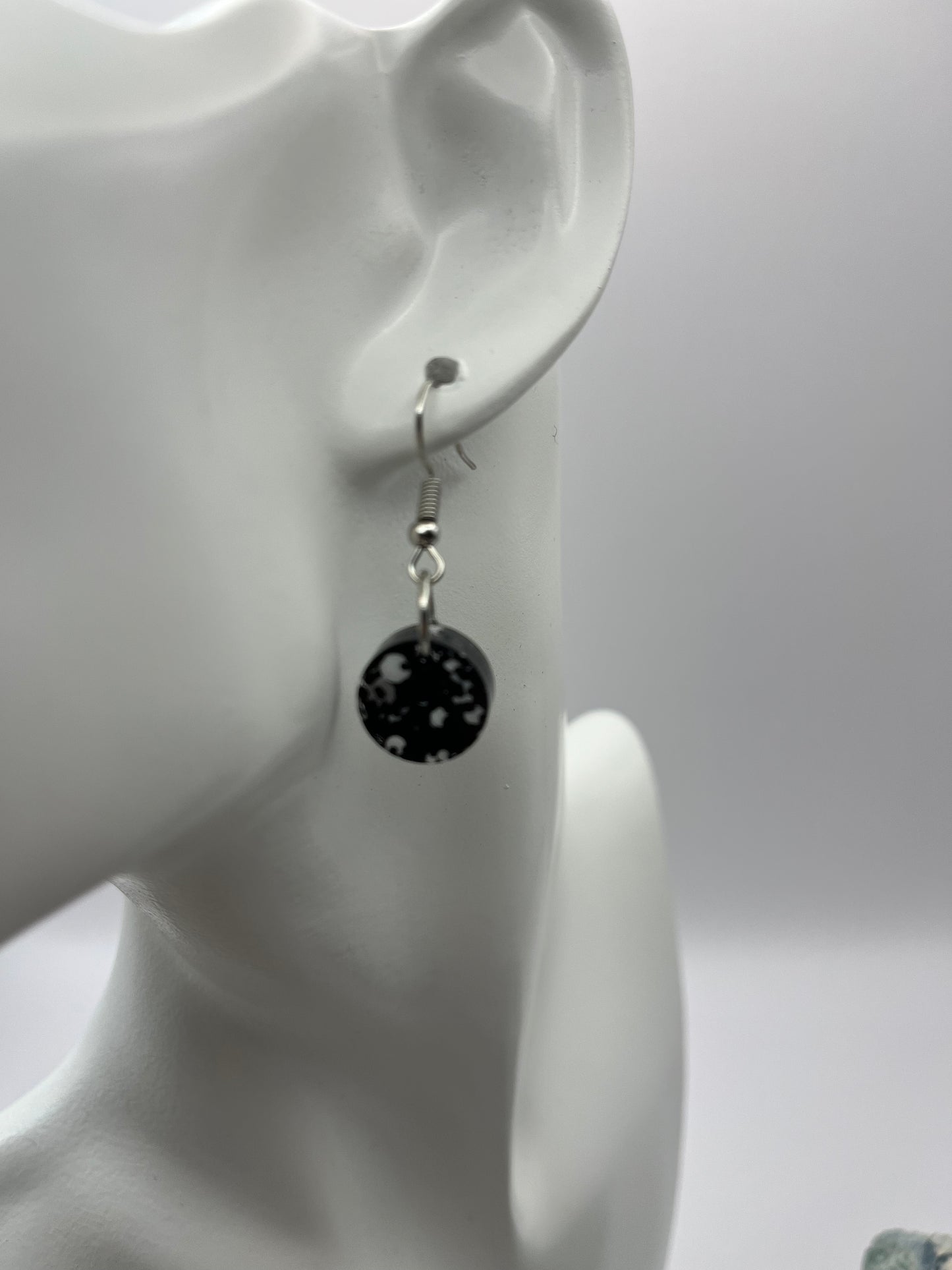 Small Circles Black with White Glitter