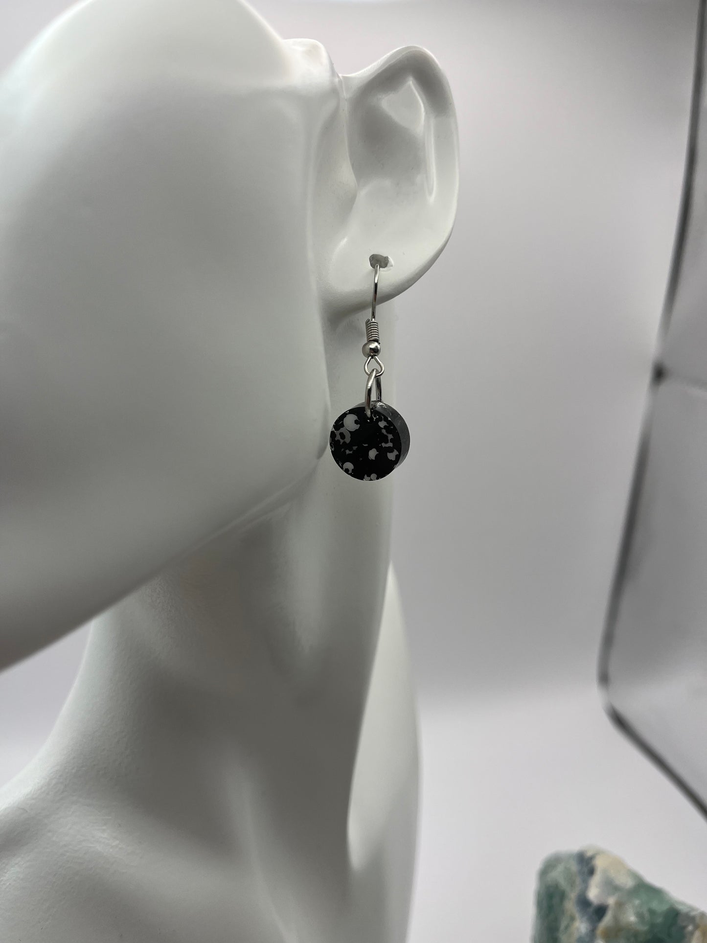 Small Circles Black with White Glitter
