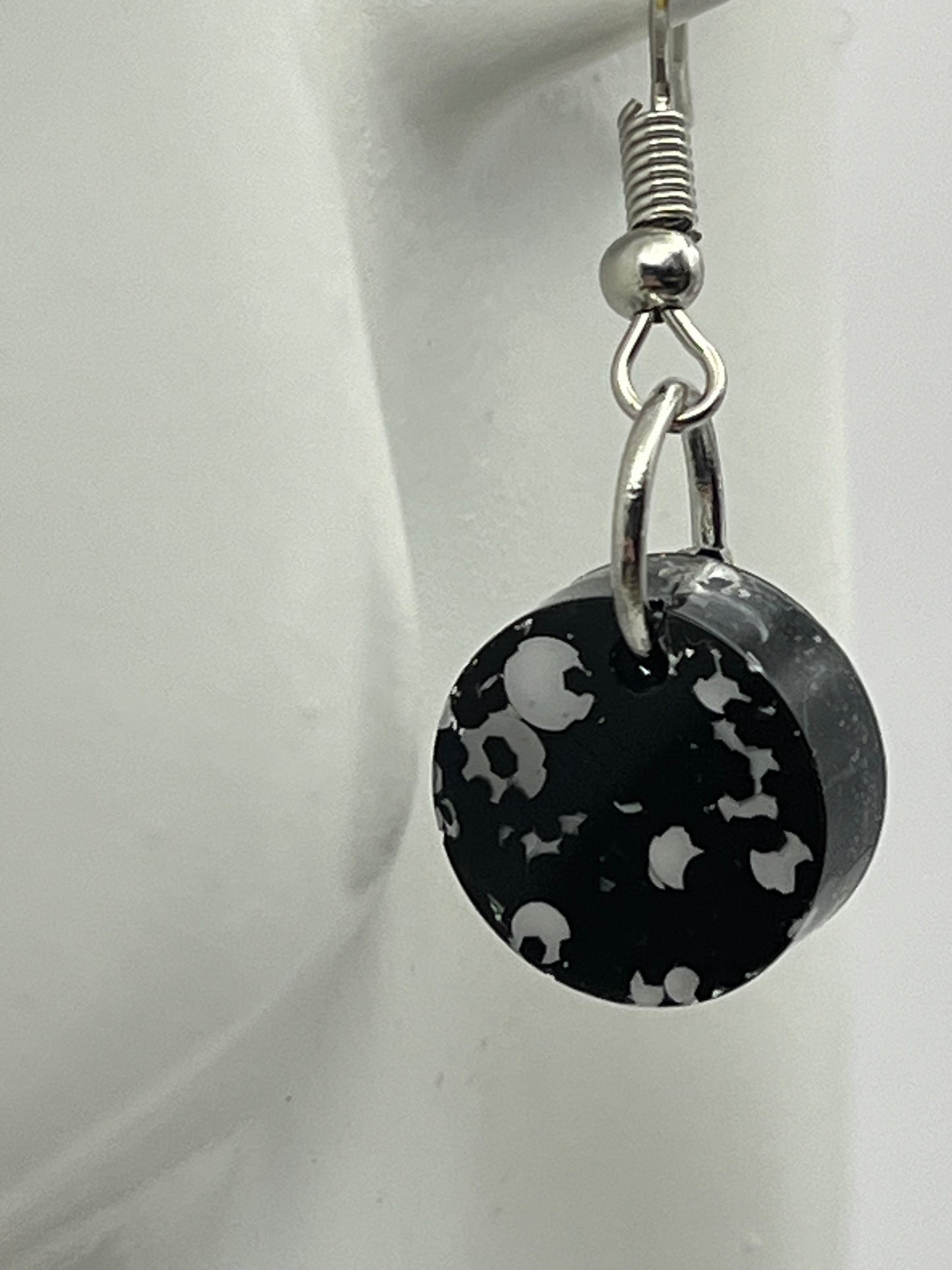 Small Circles Black with White Glitter