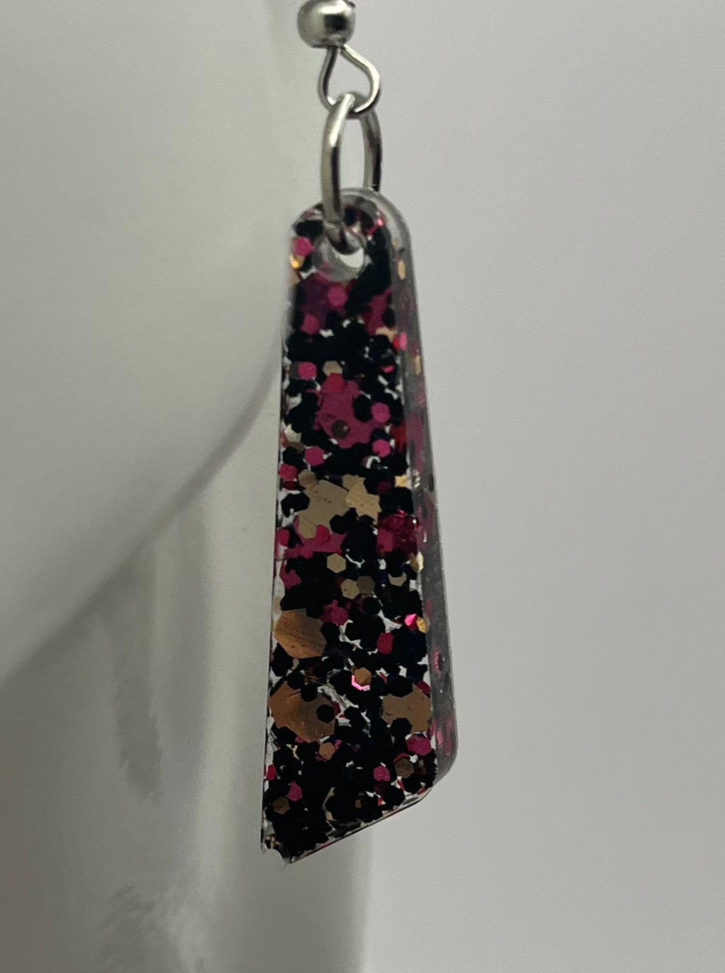 Medium Dangles Black with Pink and Gold Glitter
