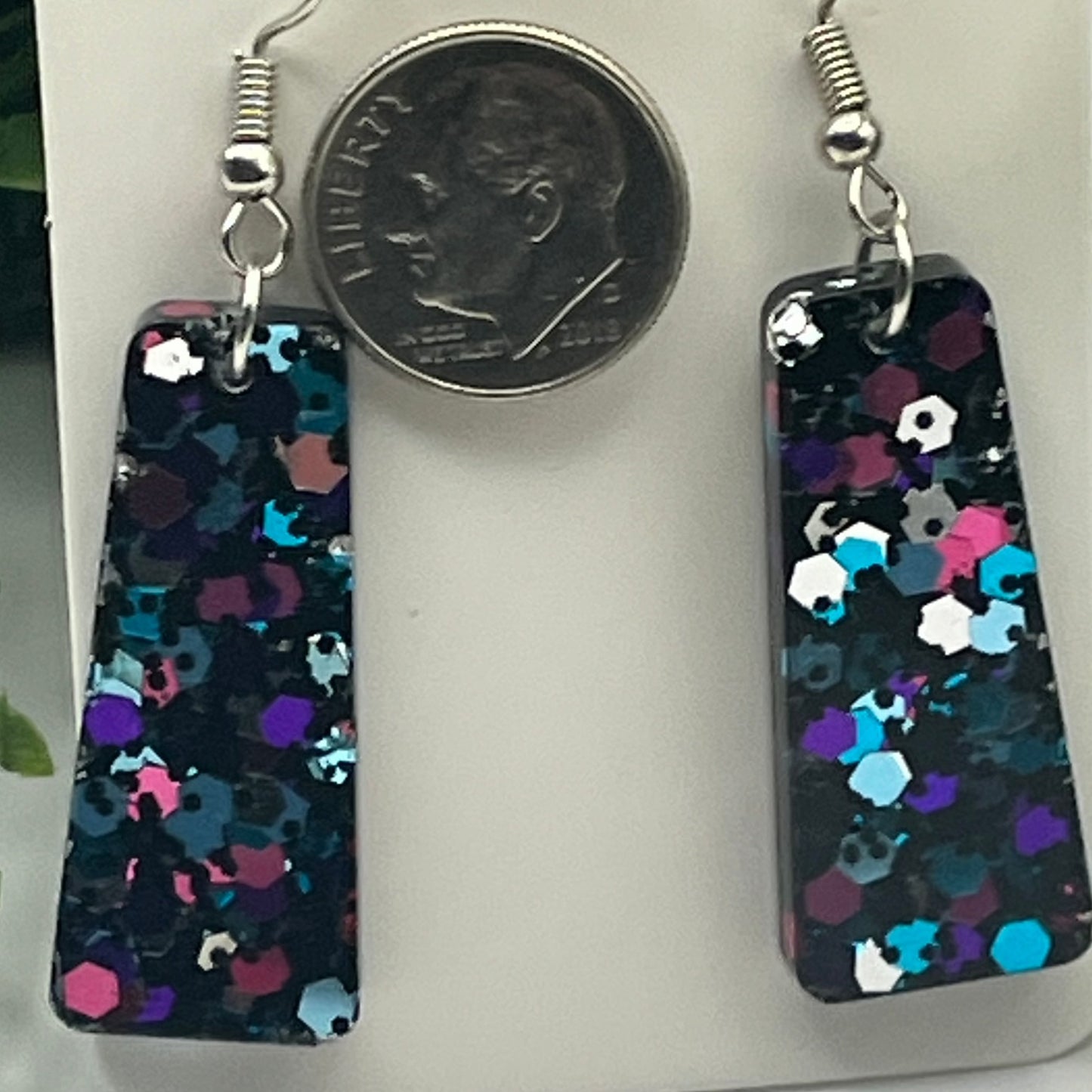 Medium Rectangles Black with Pink, Purple, Silver, and Teal