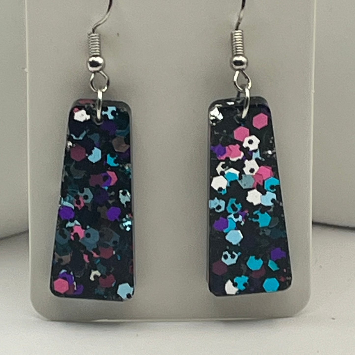 Medium Rectangles Black with Pink, Purple, Silver, and Teal