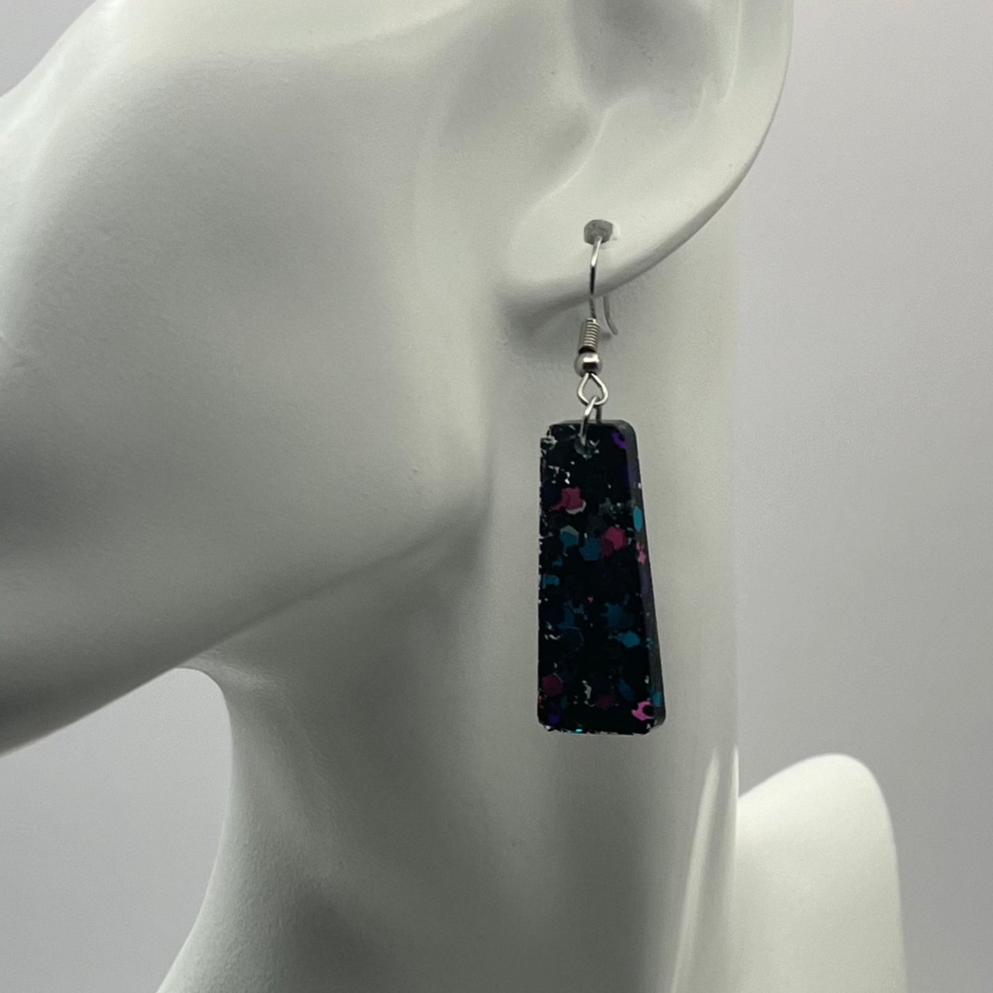 Medium Rectangles Black with Pink, Purple, Silver, and Teal
