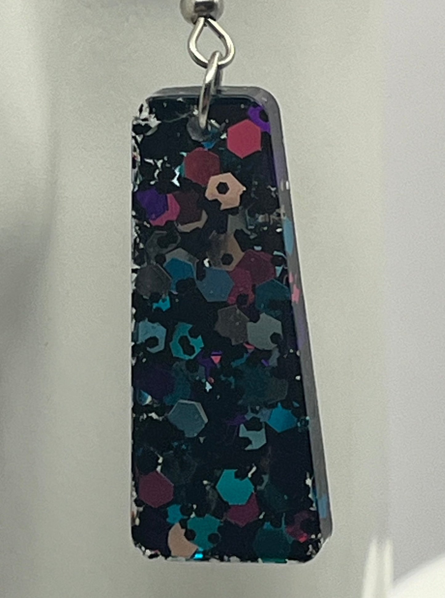 Medium Rectangles Black with Pink, Purple, Silver, and Teal