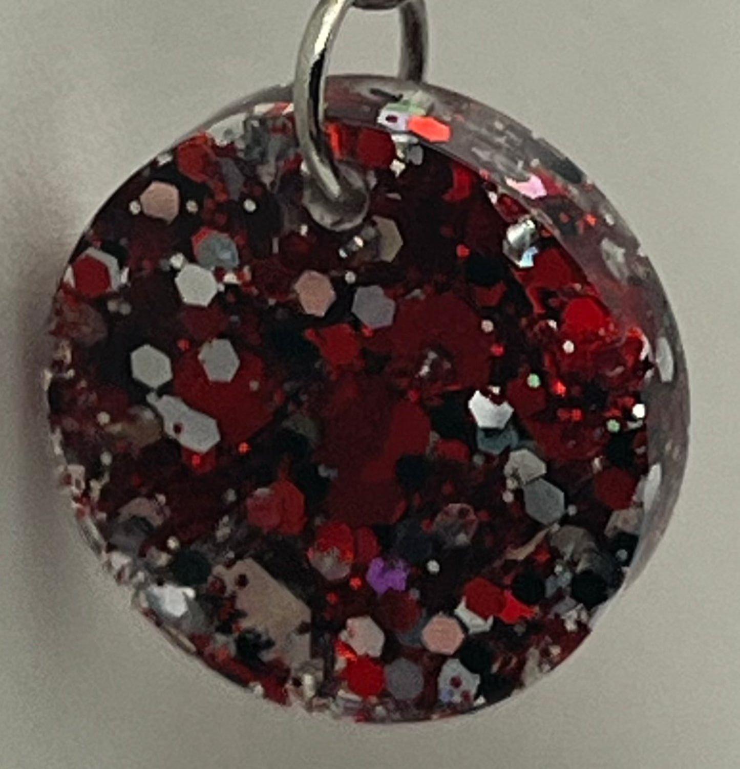 Small Circles Red with Silver Glitter