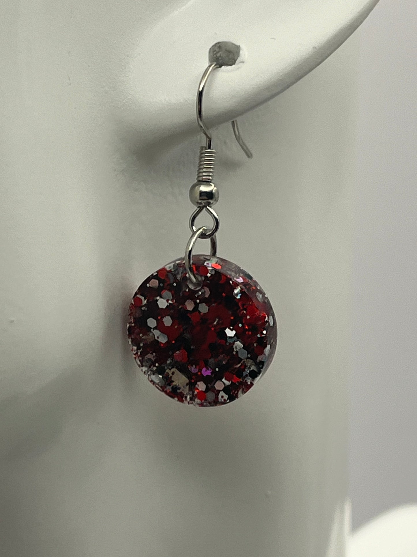 Small Circles Red with Silver Glitter