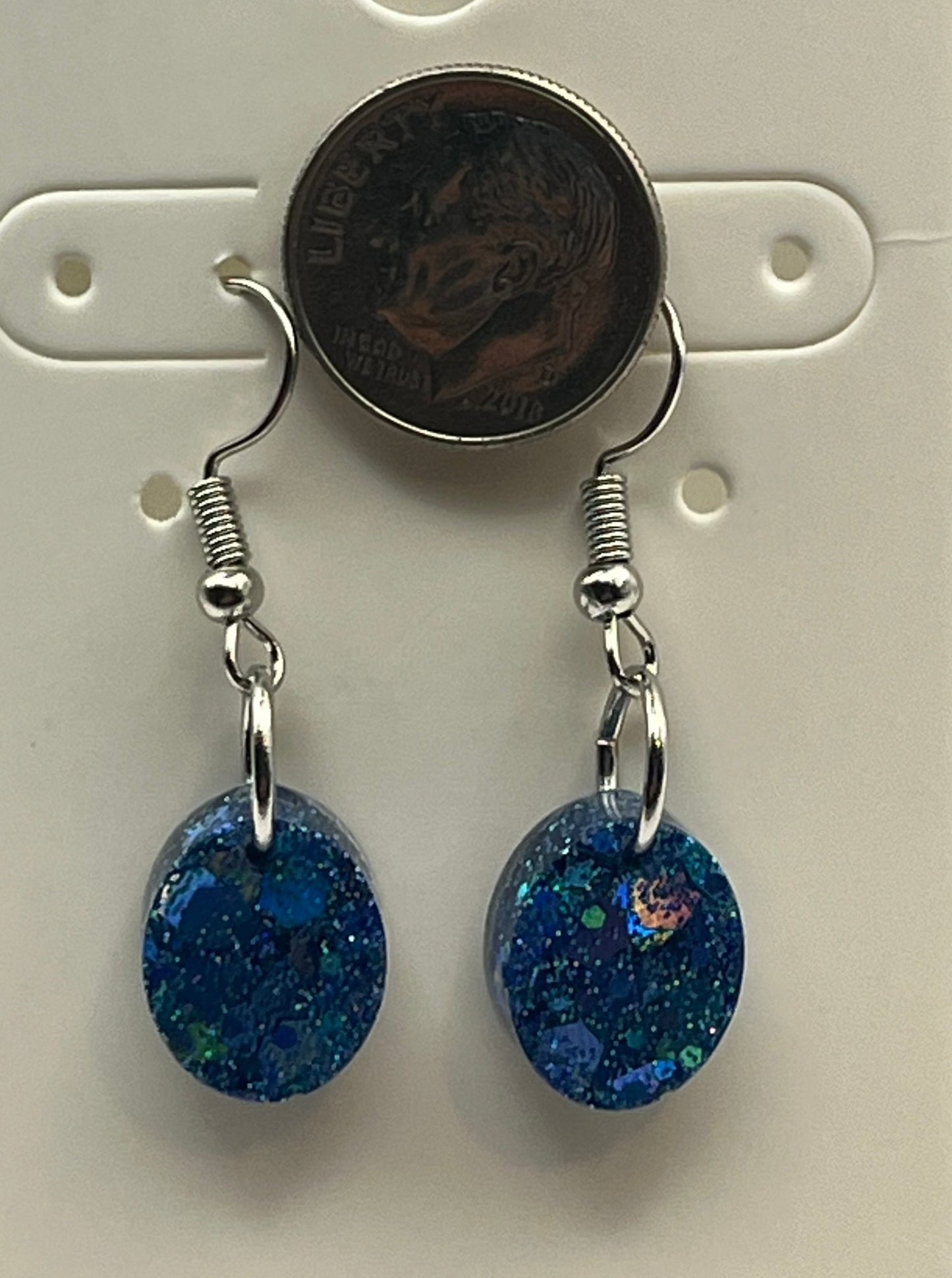 Small Ovals Blue with Chunky Glitter