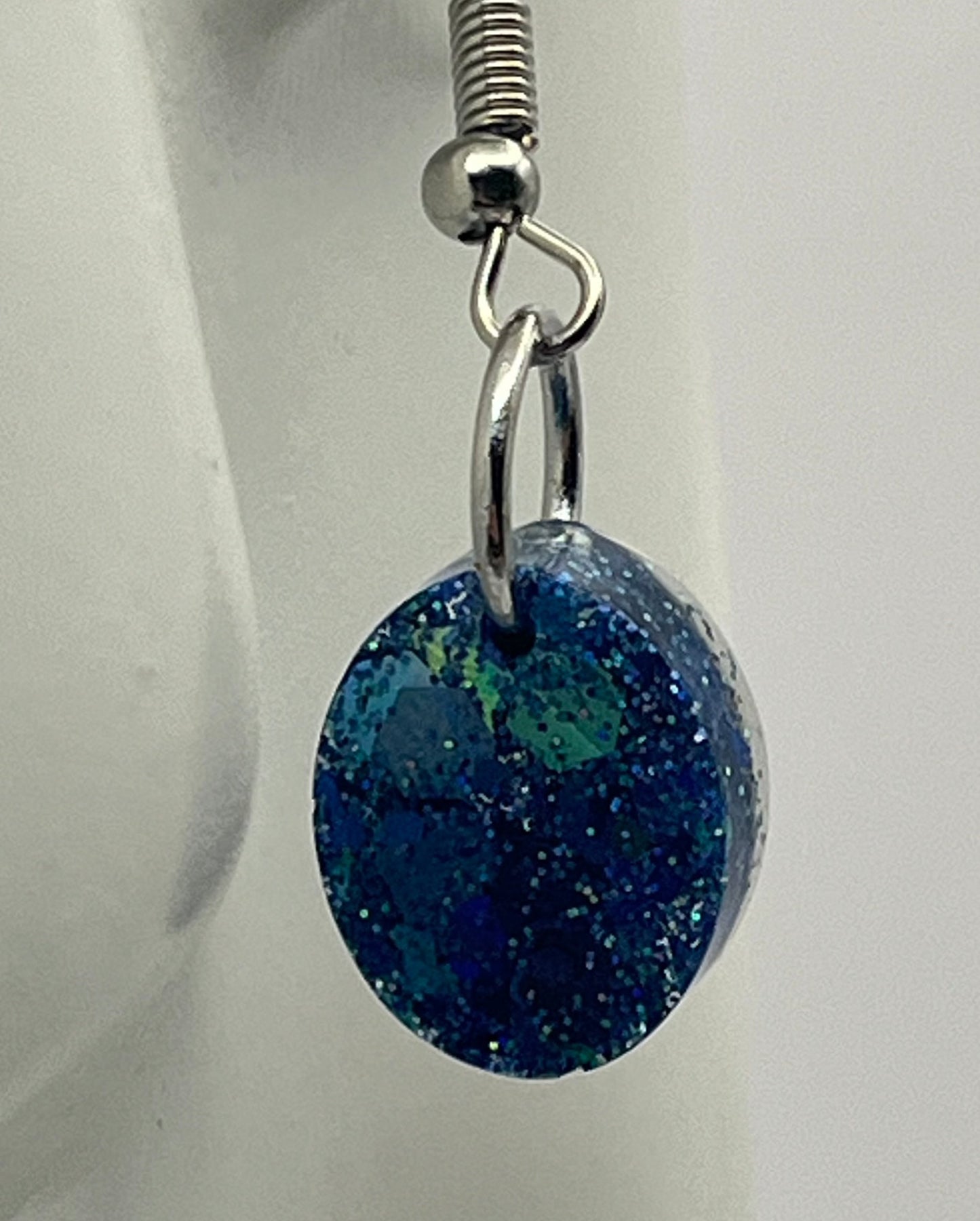 Small Ovals Blue with Chunky Glitter