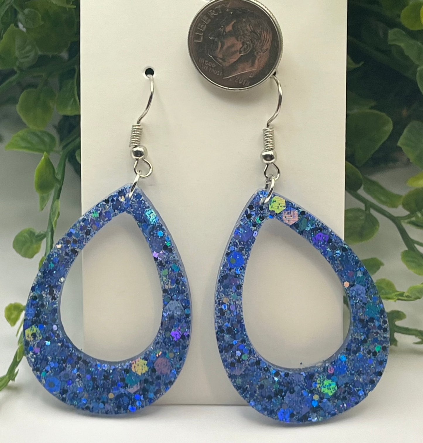 Medium Teardrops Blue Chunky Glitter