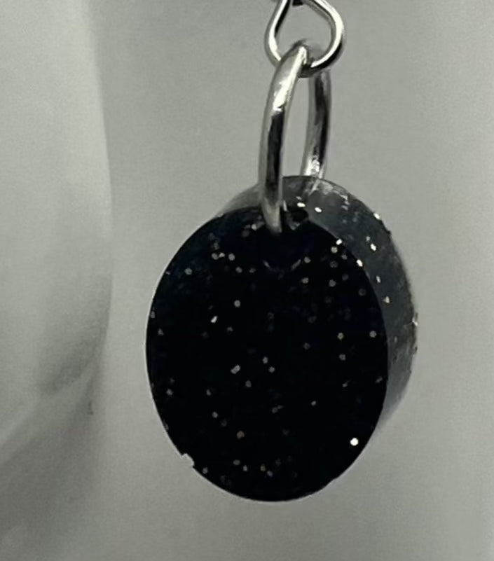 Small Ovals Black with Gold Glitter