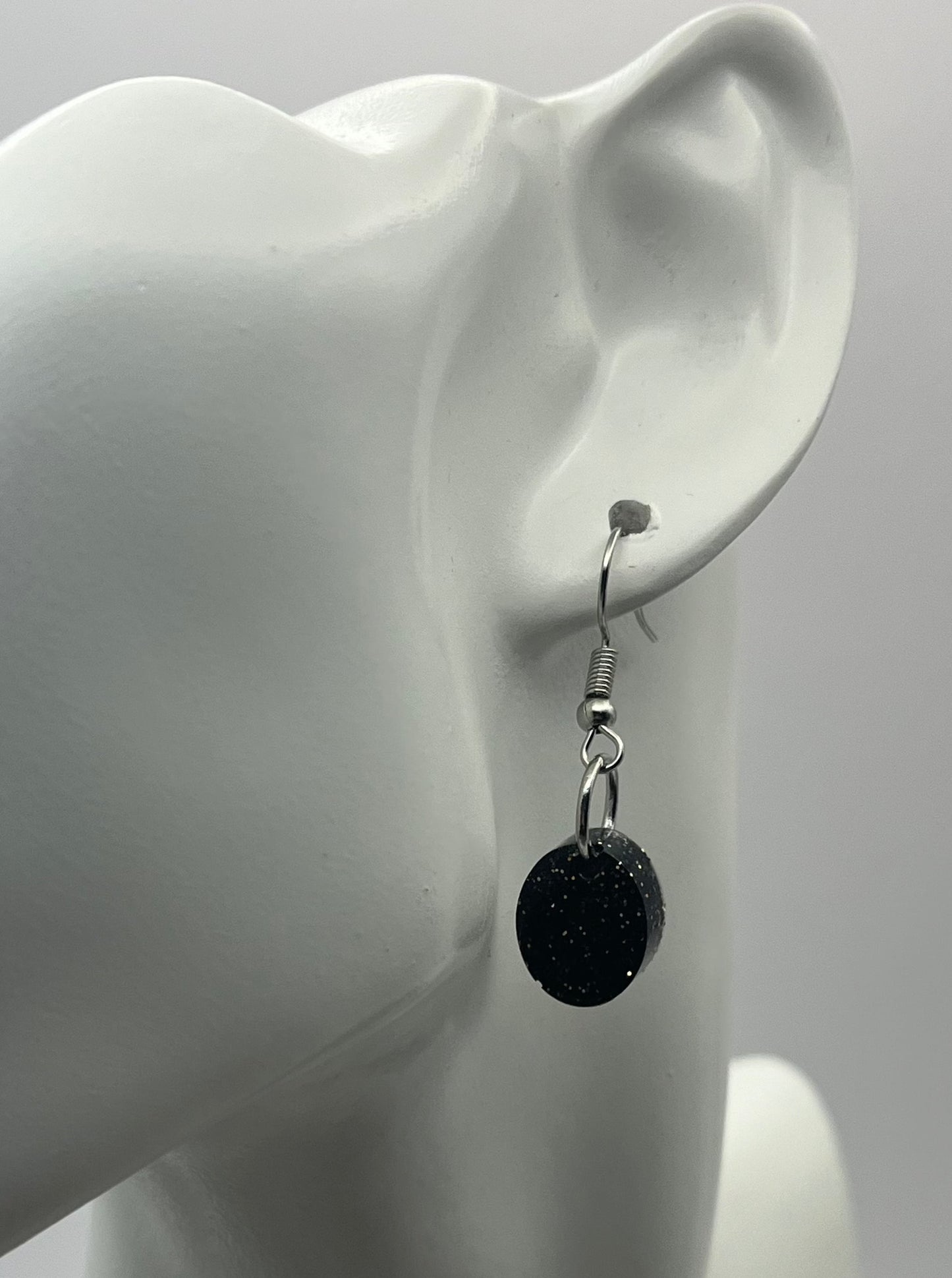Small Ovals Black with Gold Glitter