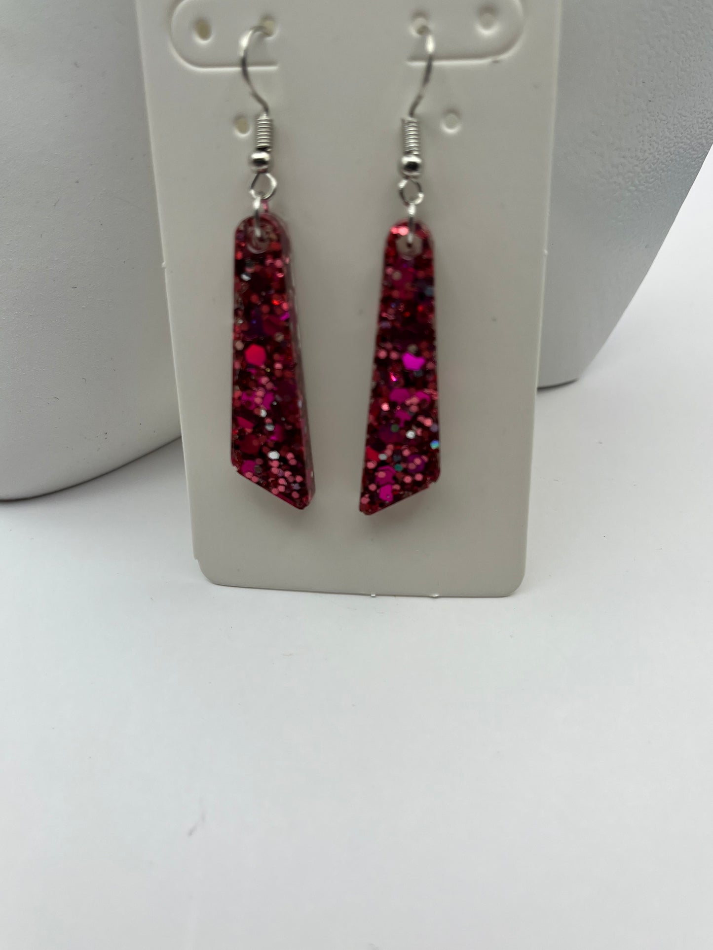 Medium Dangles Pink with iridescent glitter