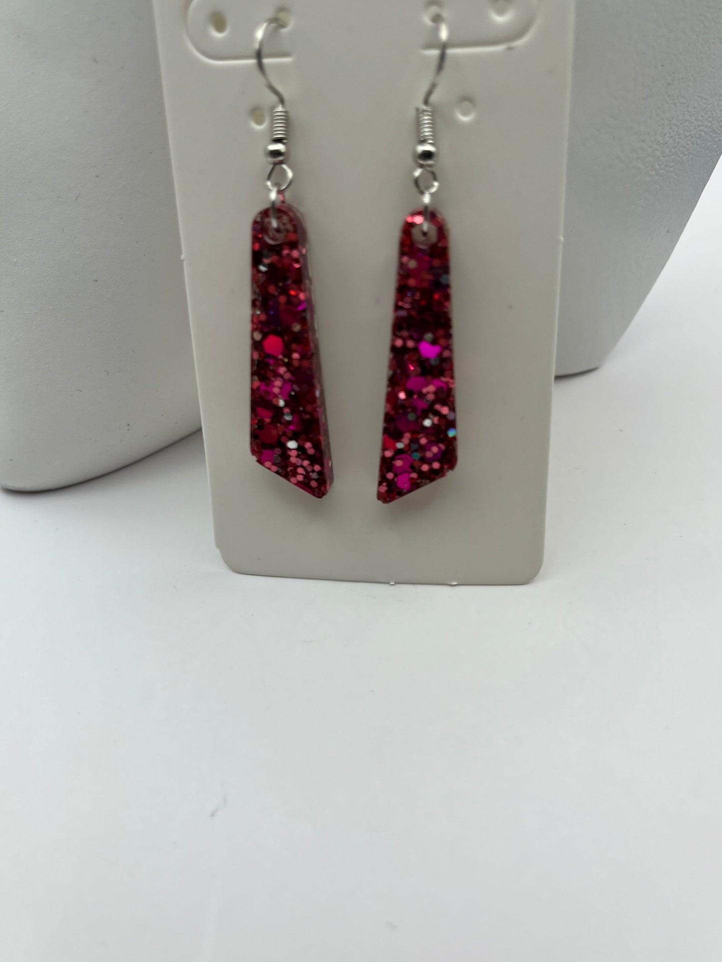 Medium Dangles Pink with iridescent glitter