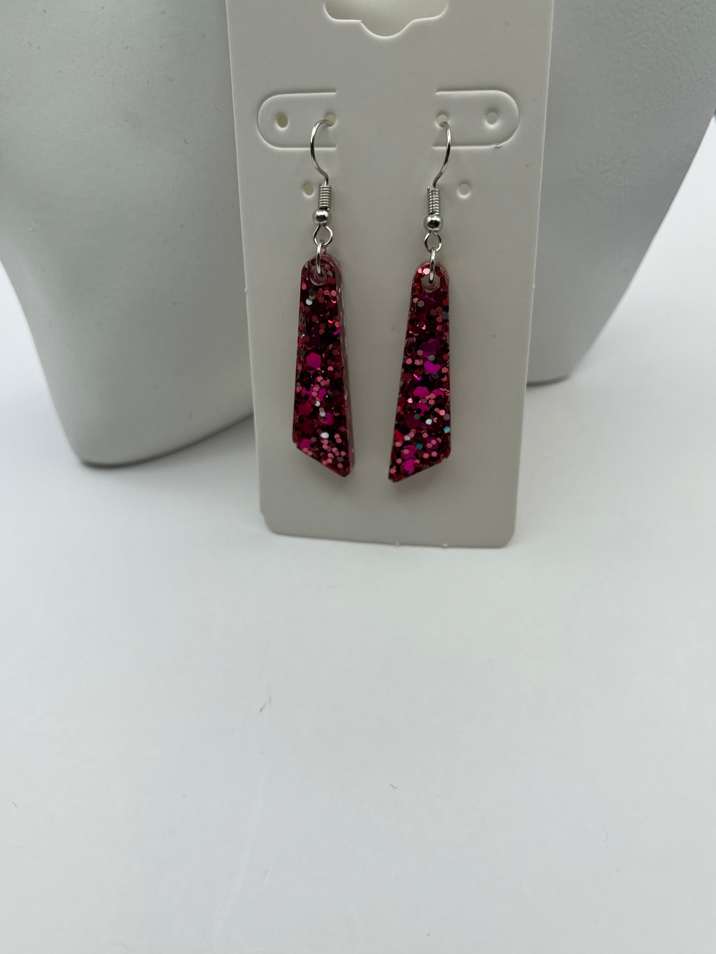 Medium Dangles Pink with iridescent glitter