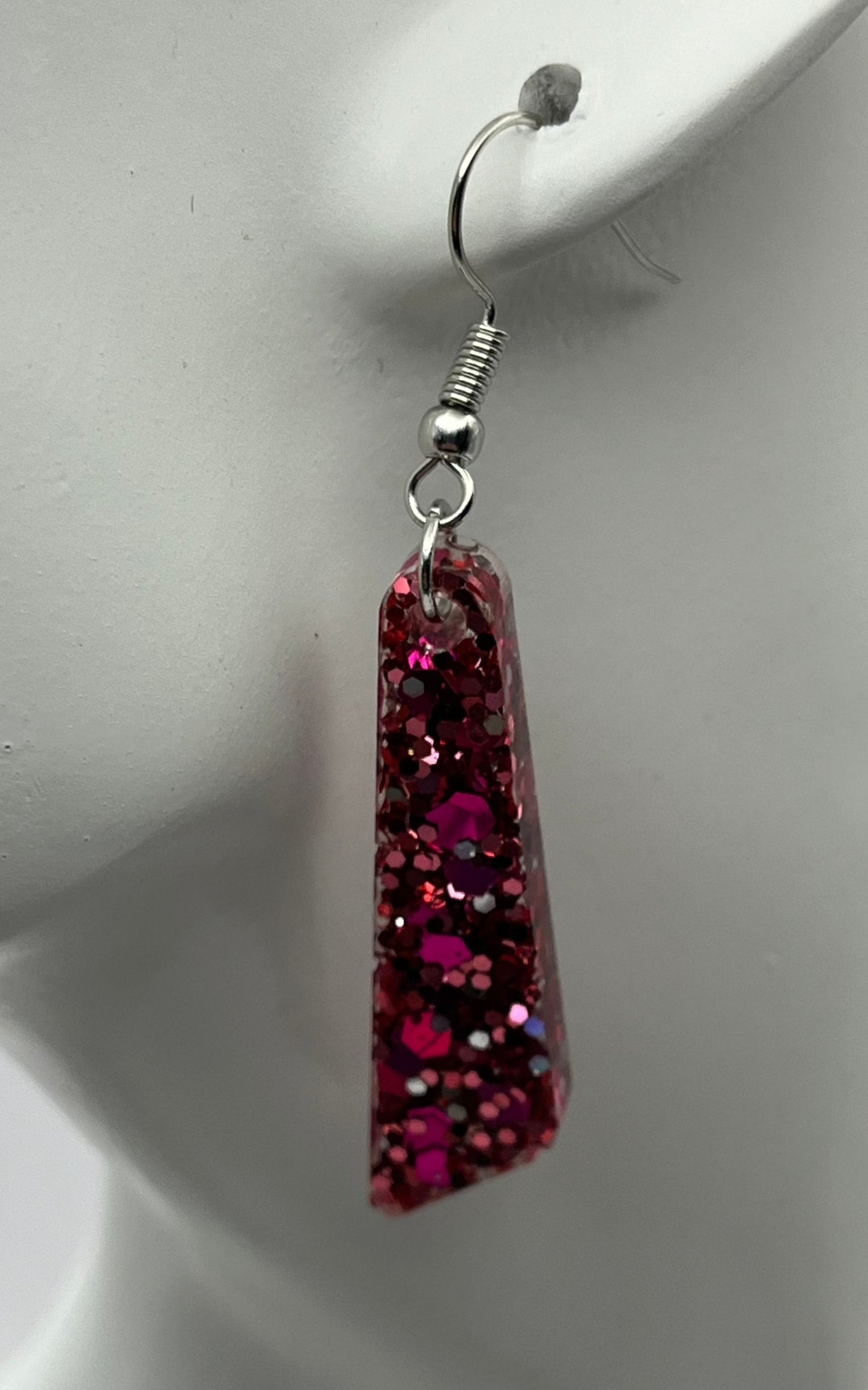Medium Dangles Pink with iridescent glitter