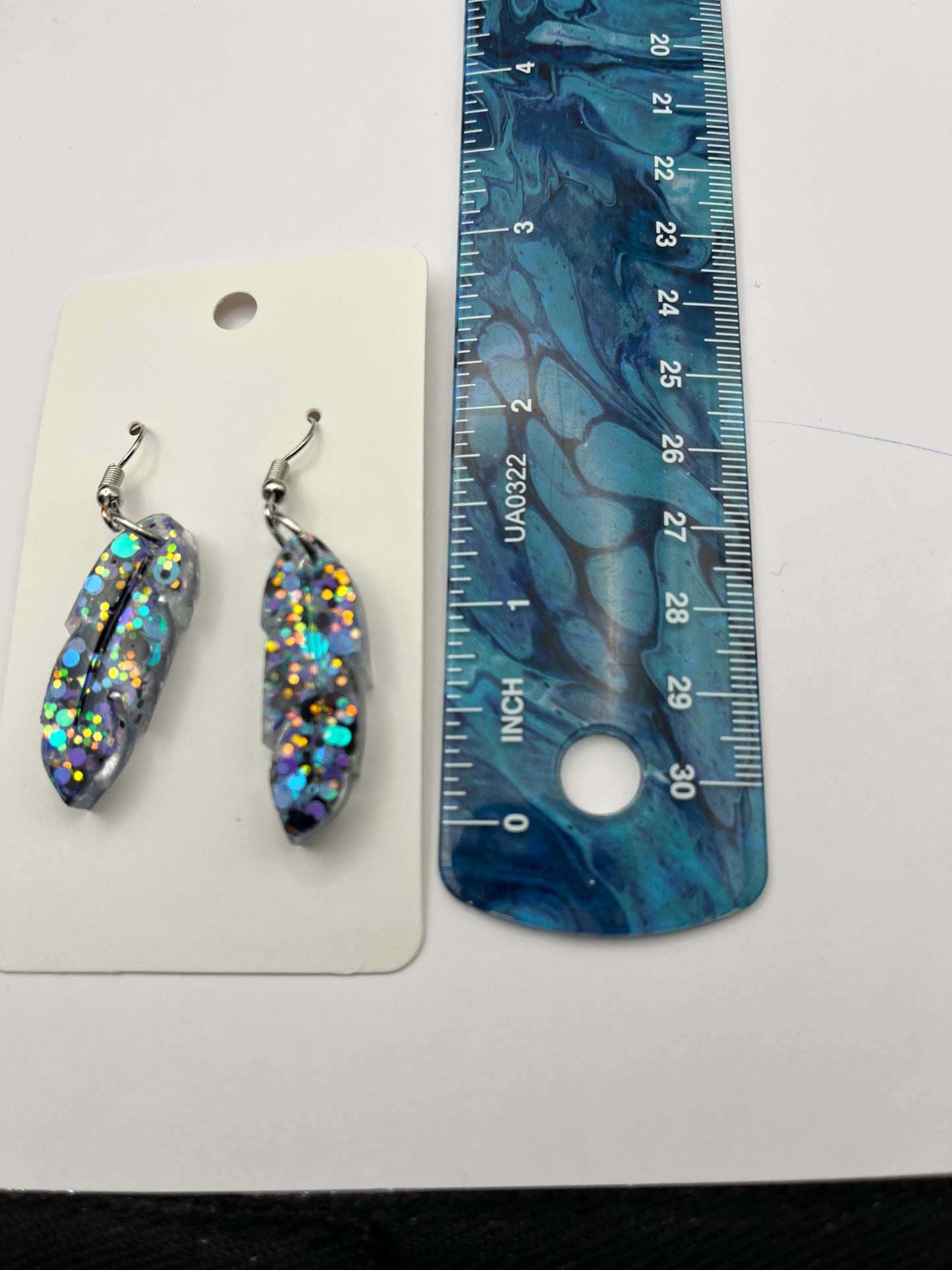 Medium Feather Earrings Purple, Blue, and Black