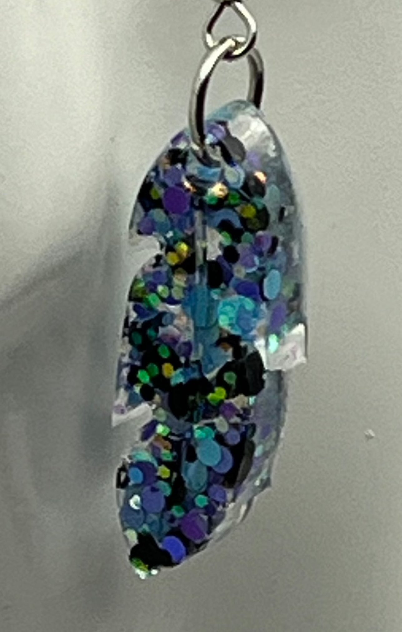 Medium Feather Earrings Purple, Blue, and Black
