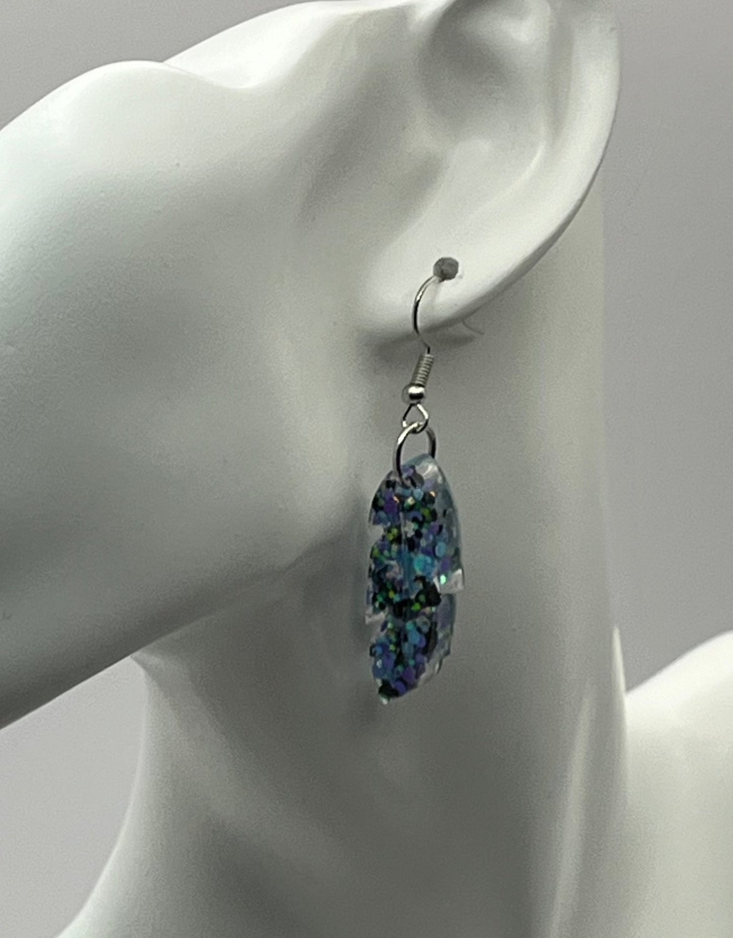 Medium Feather Earrings Purple, Blue, and Black
