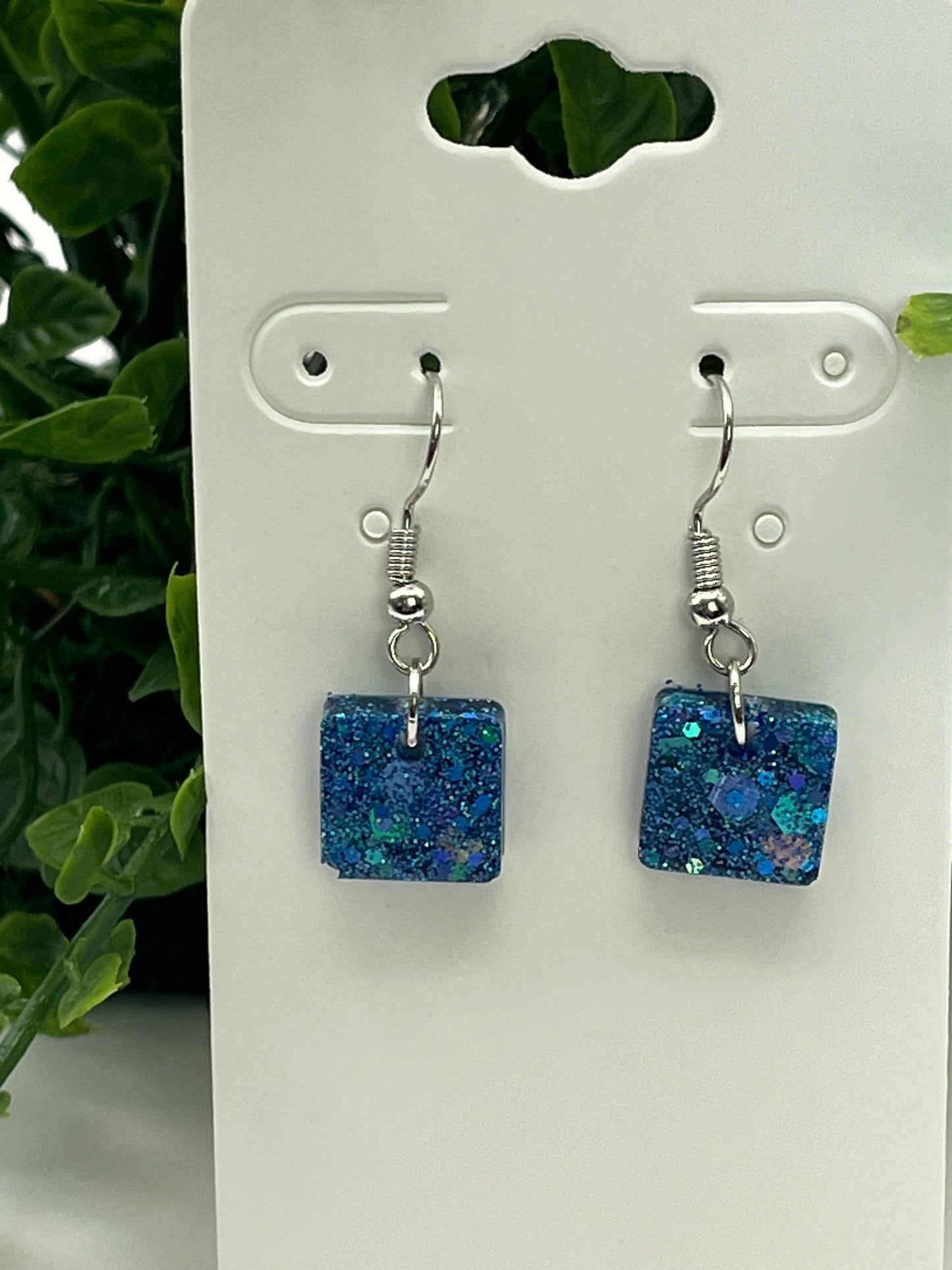 Small Squares Blue Holographic