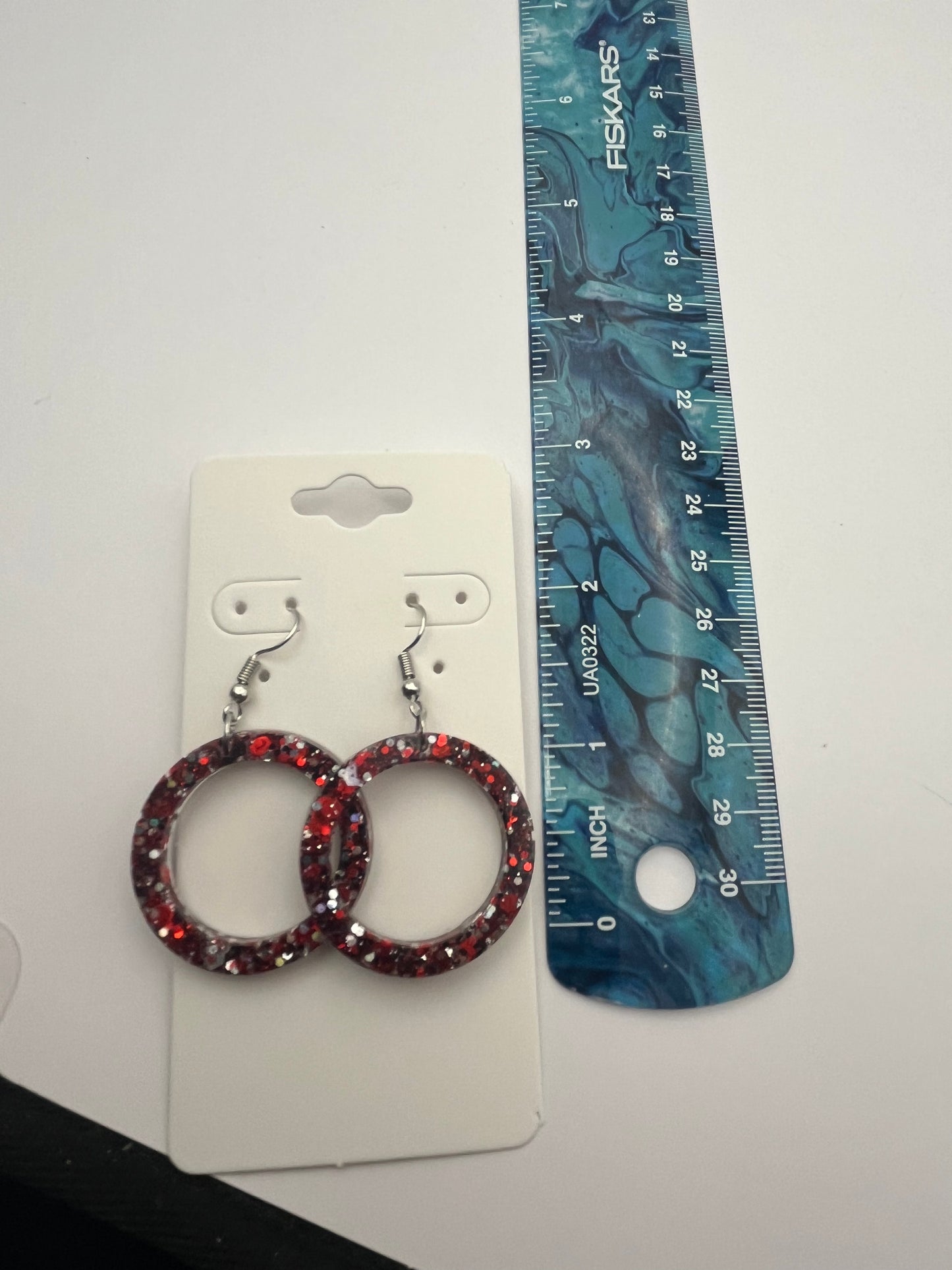Medium Hoops Red with Silver