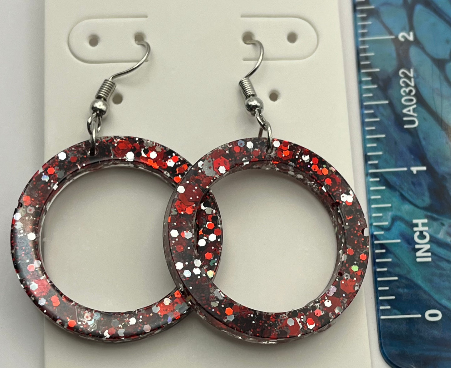 Medium Hoops Red with Silver