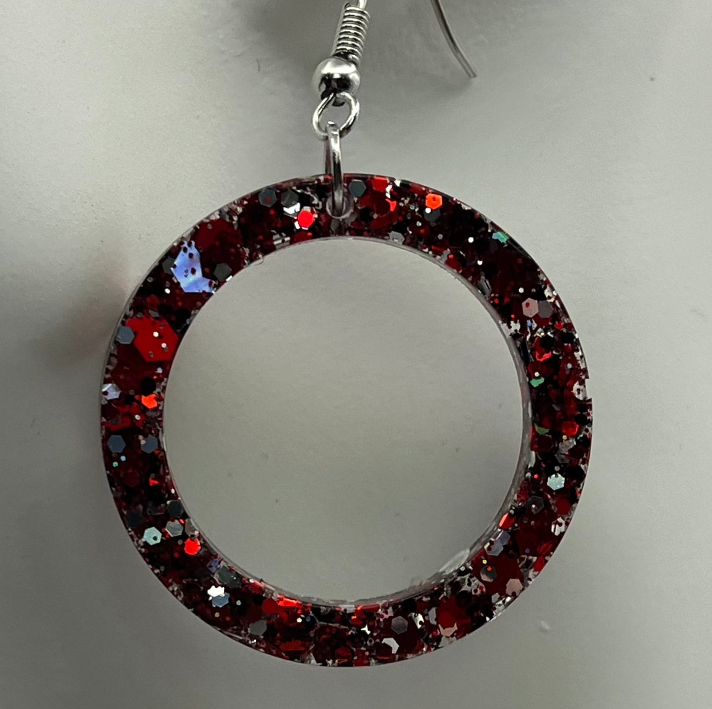 Medium Hoops Red with Silver