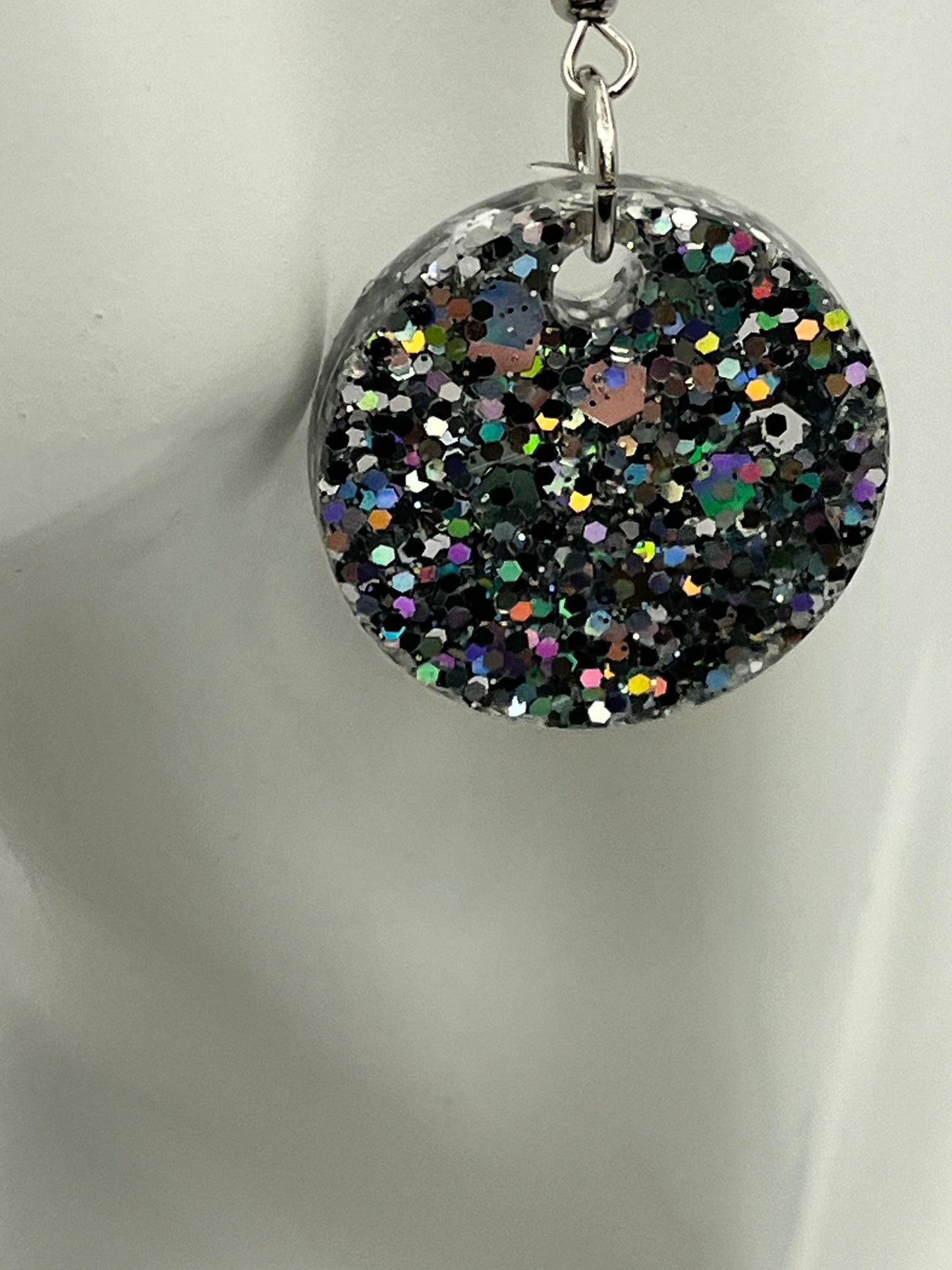 Medium Circles Sparkly Silver