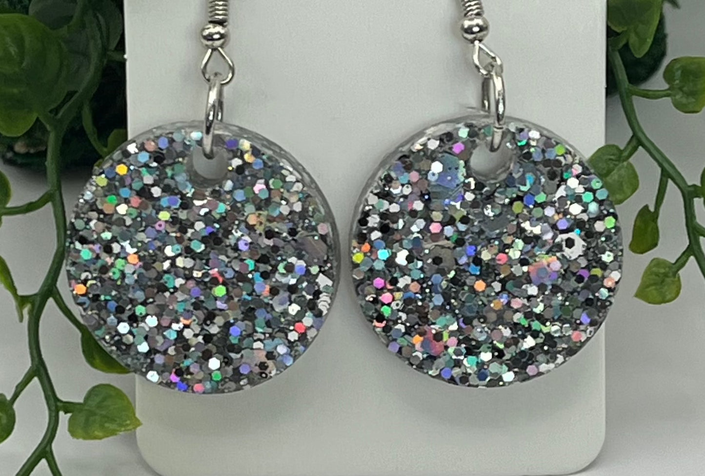 Medium Circles Sparkly Silver