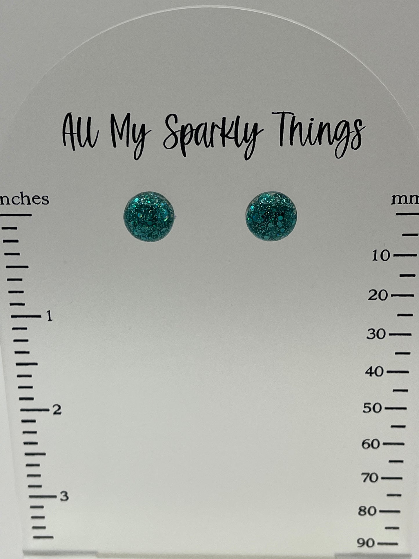 Single Pair Teal Holographic Studs