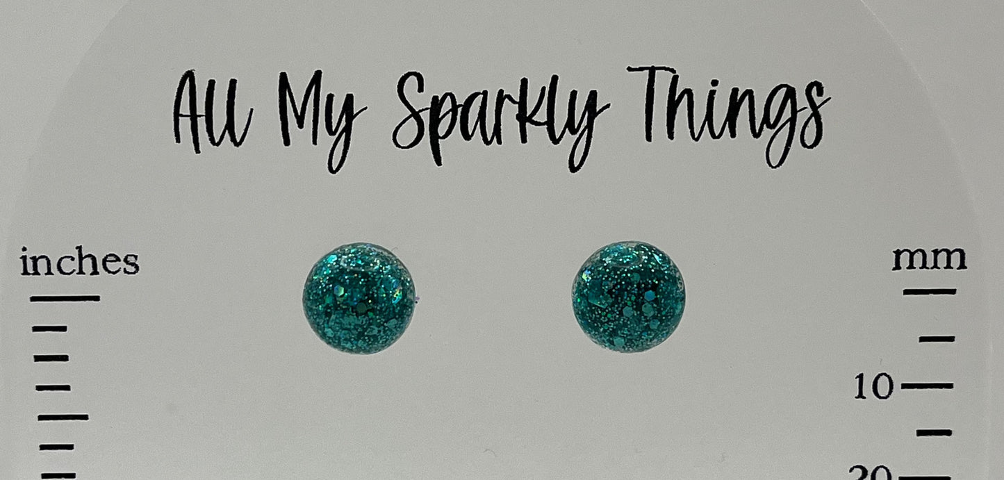 Single Pair Teal Holographic Studs