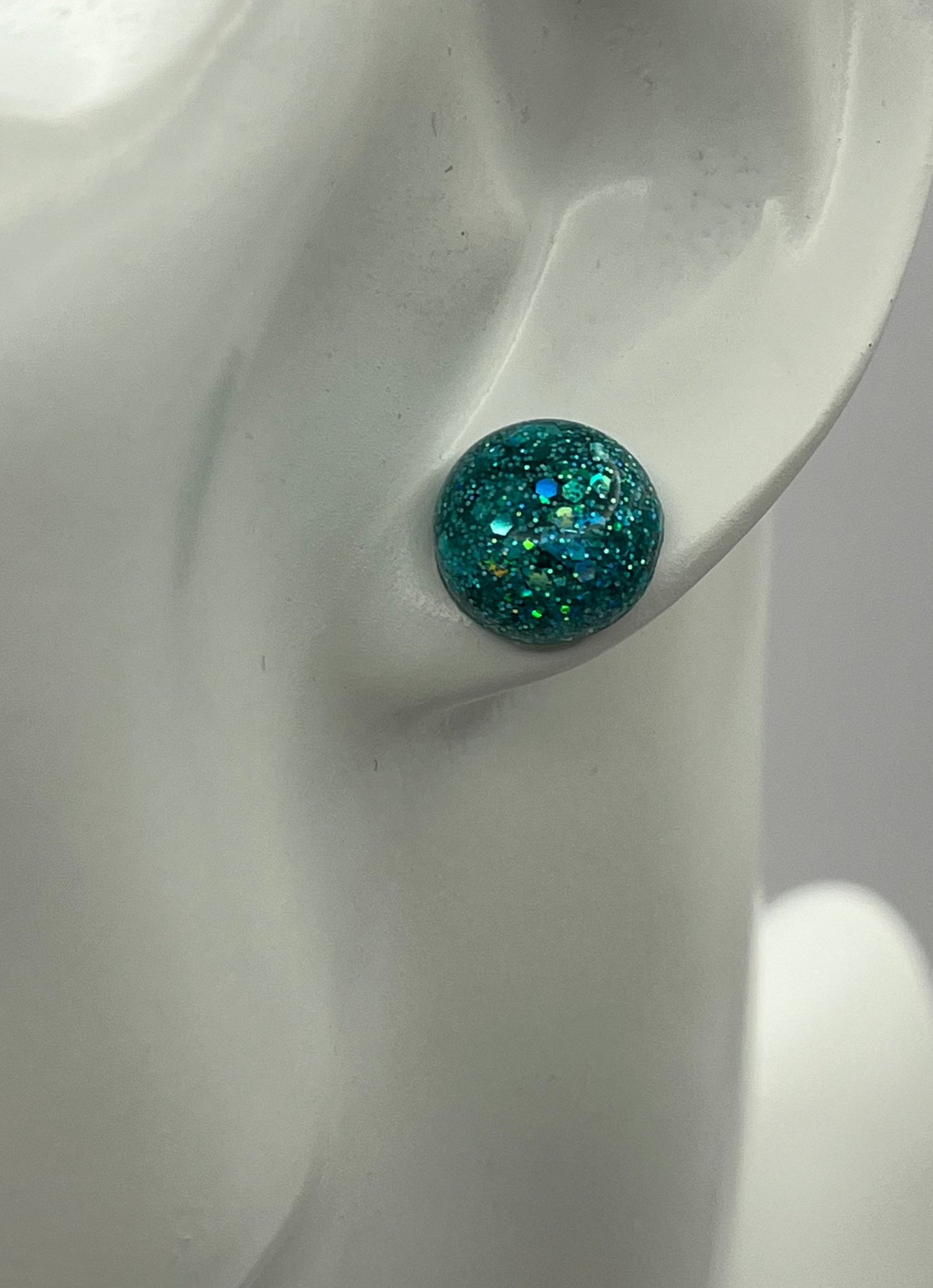 Single Pair Teal Holographic Studs