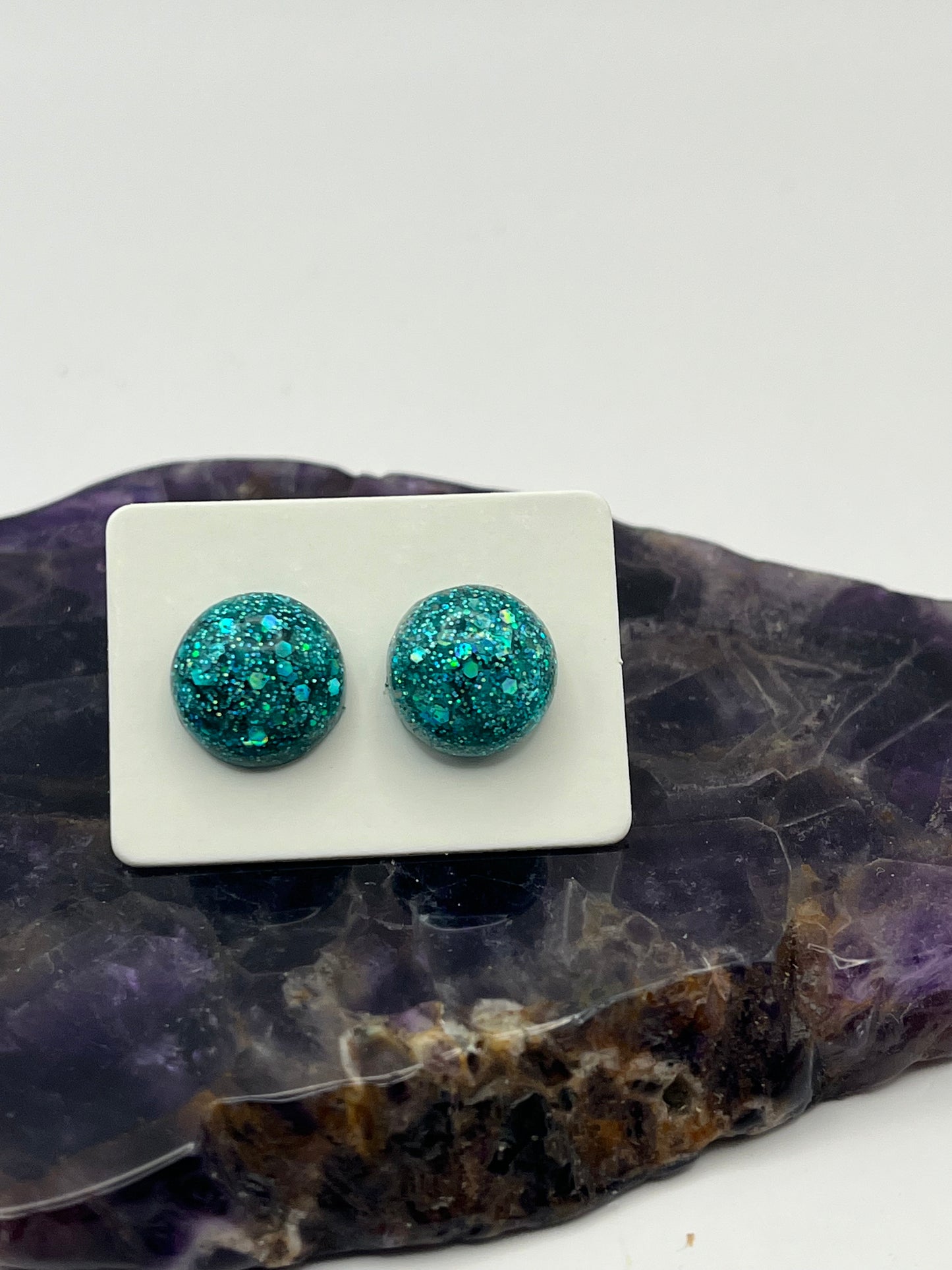 Single Pair Teal Holographic Studs