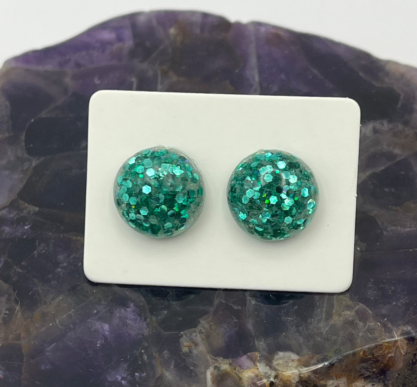 Single Pair Greenish Teal Studs