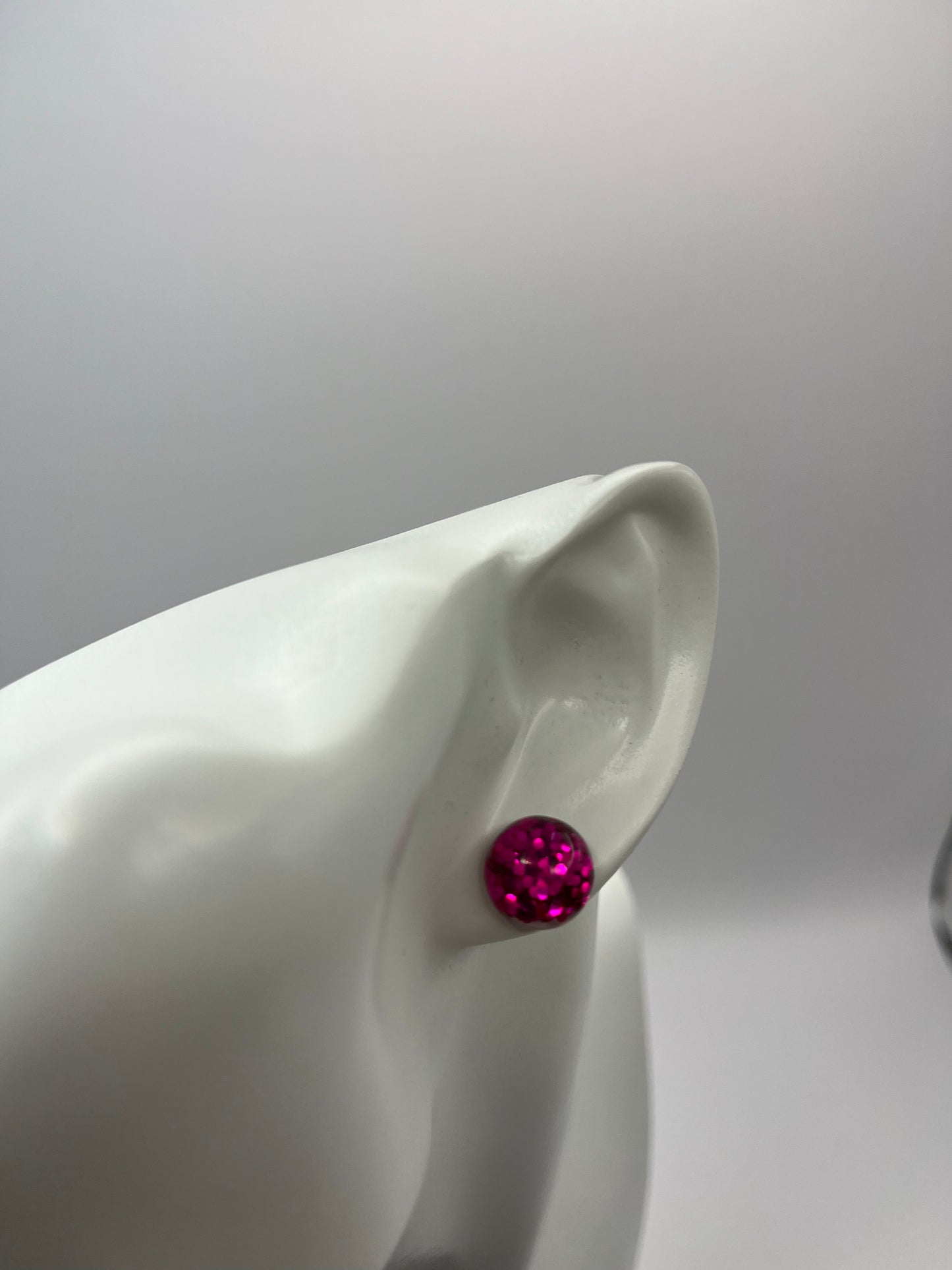 Single Pair Bright Pink Studs