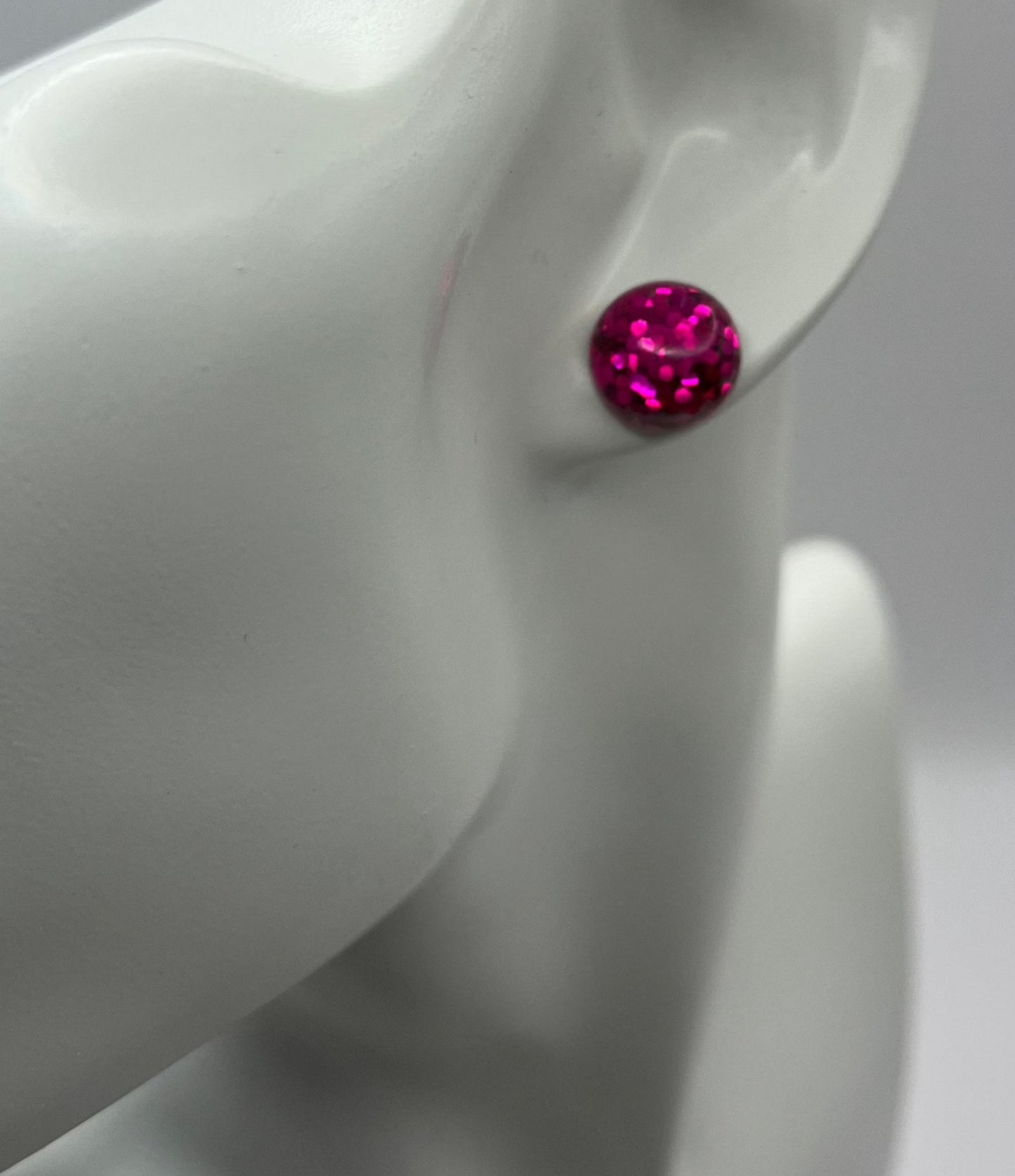 Single Pair Bright Pink Studs