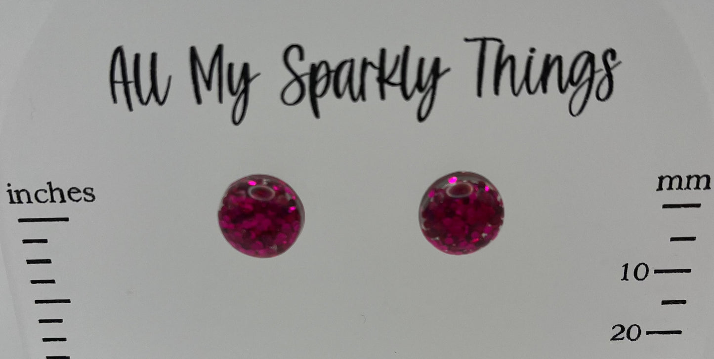 Single Pair Bright Pink Studs