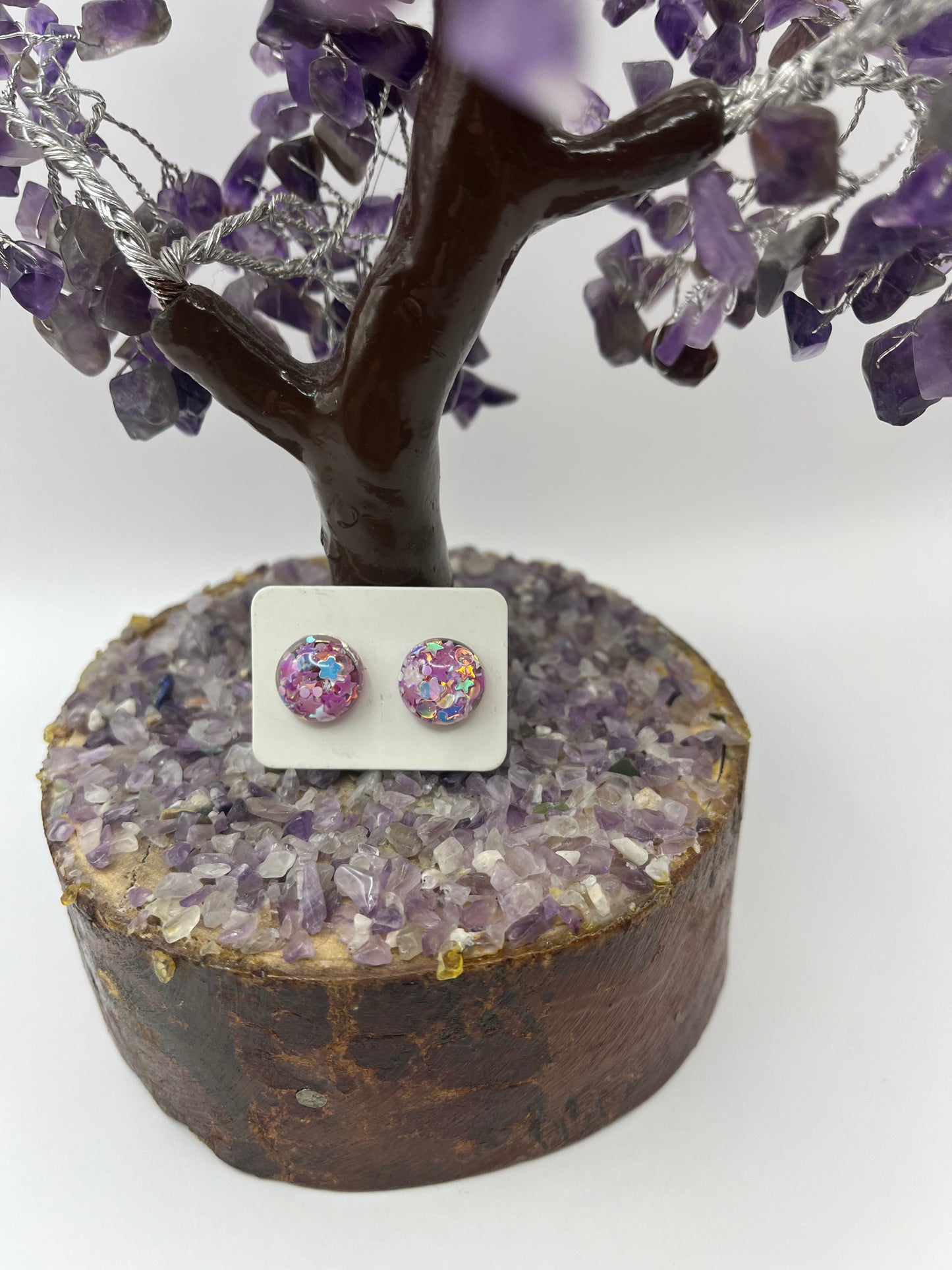 Single Pair Dark Pink with Star Studs