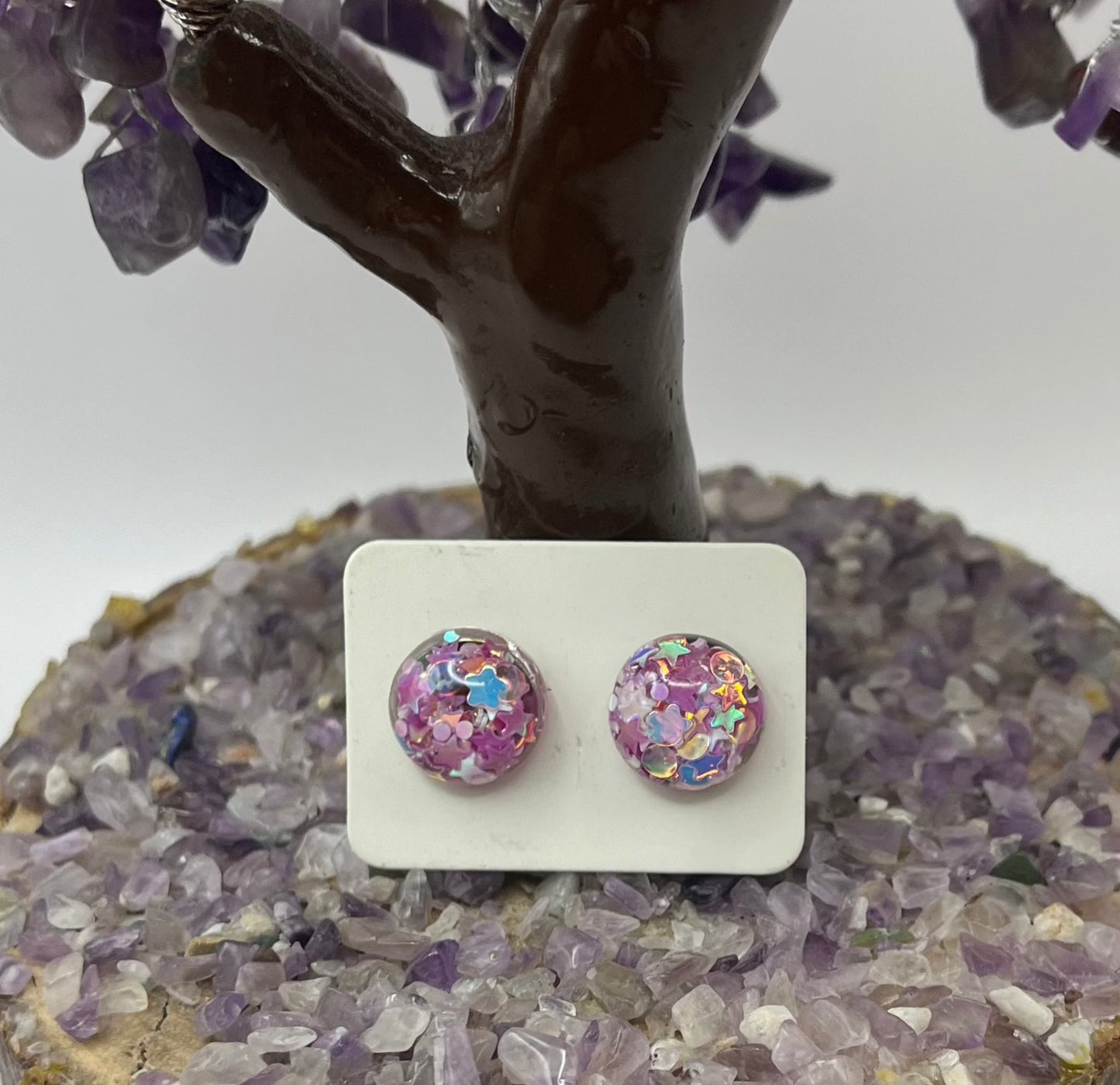 Single Pair Dark Pink with Star Studs