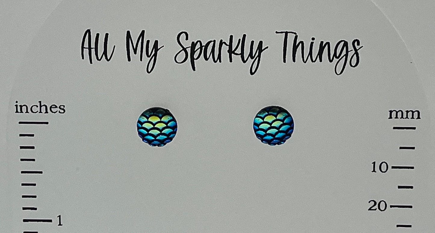 Single Pair Blue Mermaid Studs