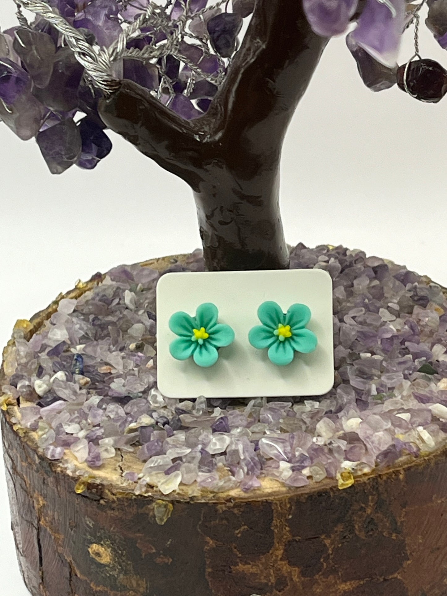 Single Pair Teal Flower Studs