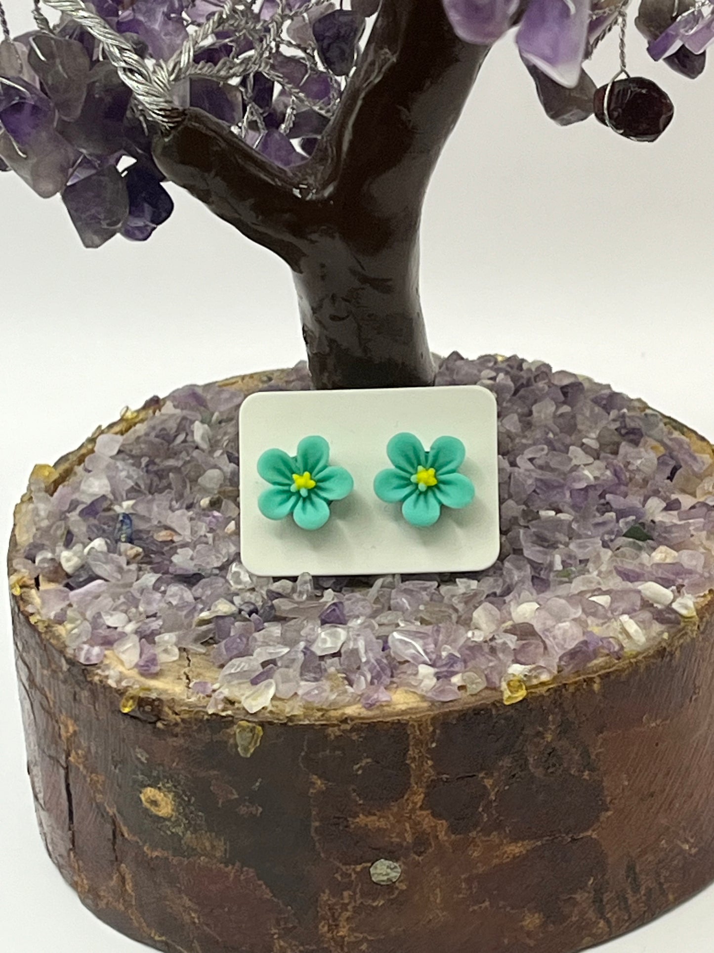 Single Pair Teal Flower Studs